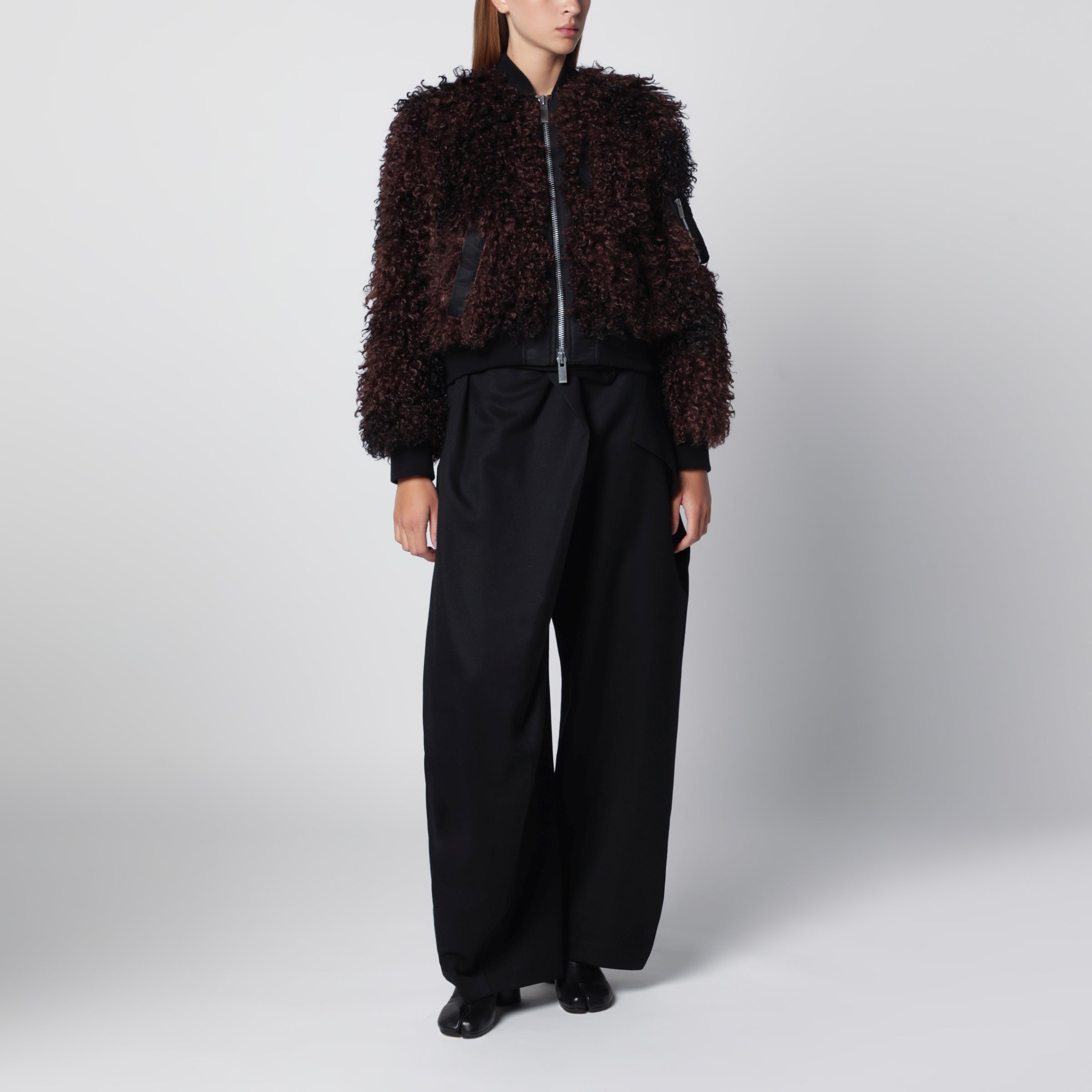 Sacai Bomber jacket with curly-effect faux fur inserts | TheDoubleF