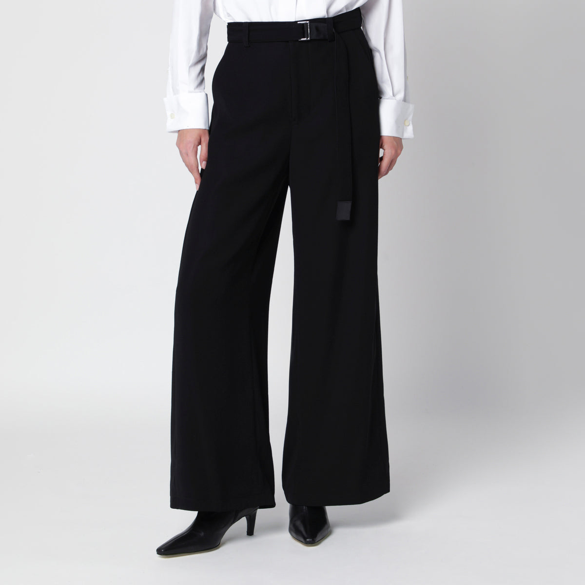 Pantalon large noir avec ceinture