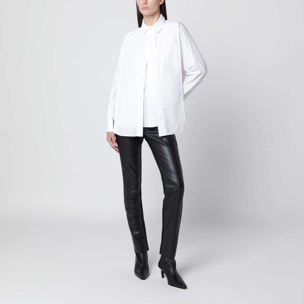 Chemise superposée blanche en mélange de coton