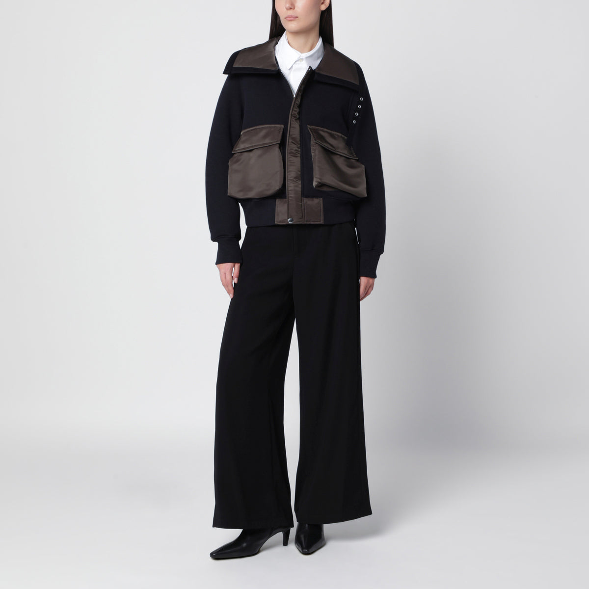 Veste bleu marine/vert kaki en mélange de coton