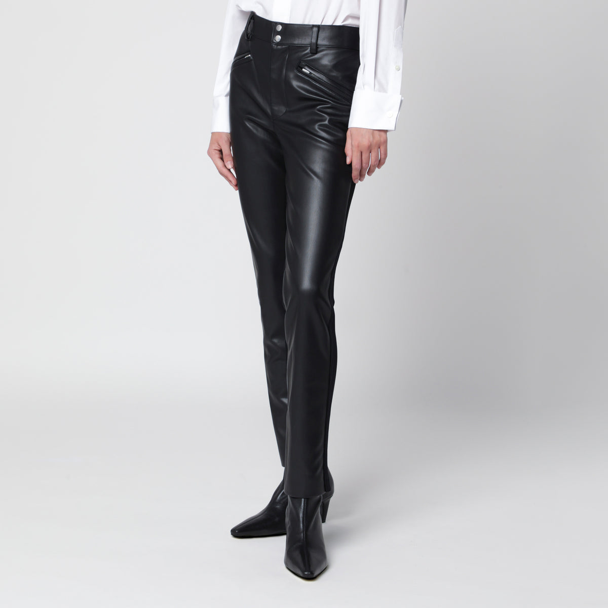 Pantalon slim noir en similicuir