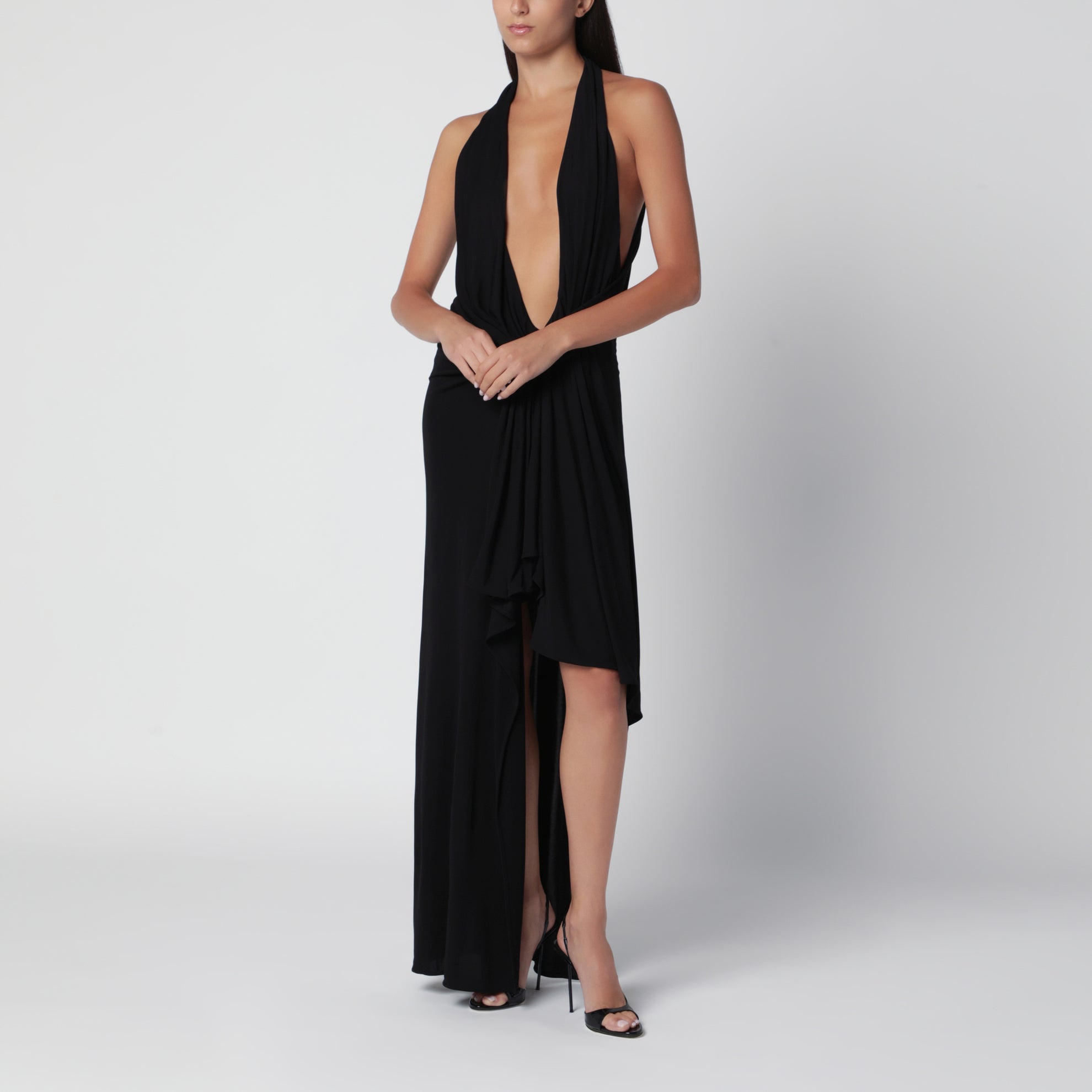 Spire Cascade Black Viscose Dress