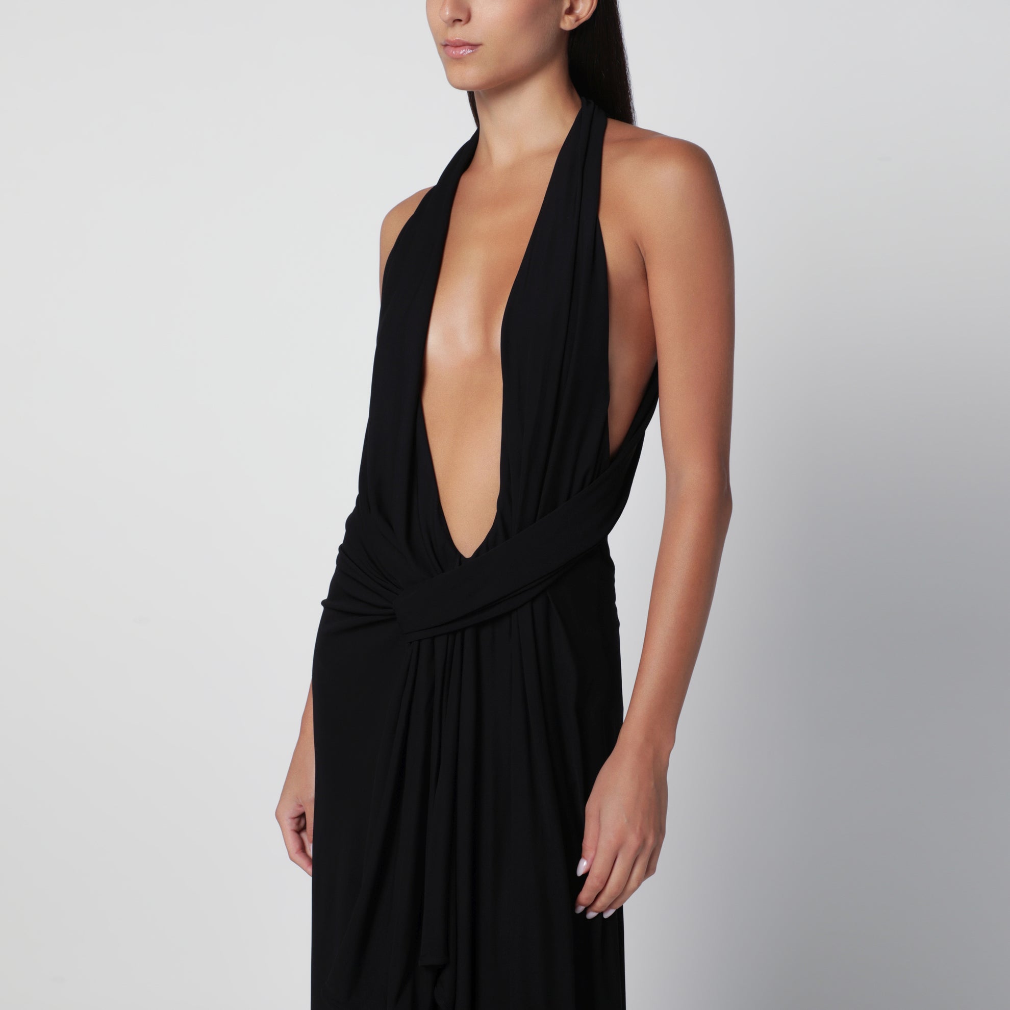 Spire Cascade Black Viscose Dress