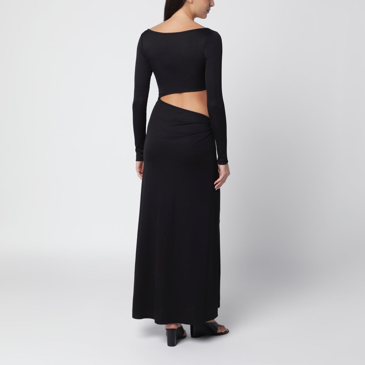 Abito lungo nero in jersey elasticizzato