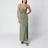 Abito verde in jersey stretch a costine