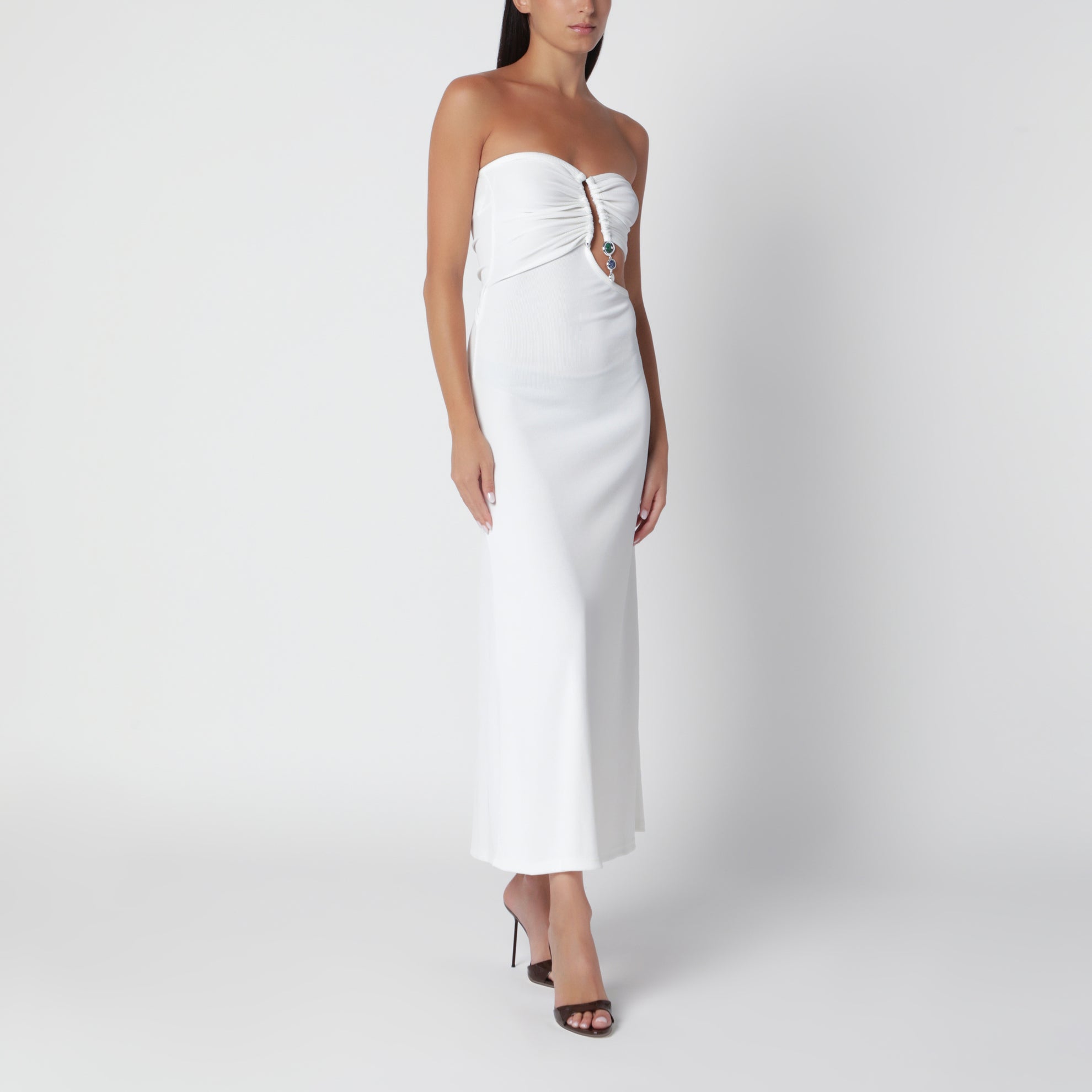 Trägerloses weißes Kleid aus Polyester
