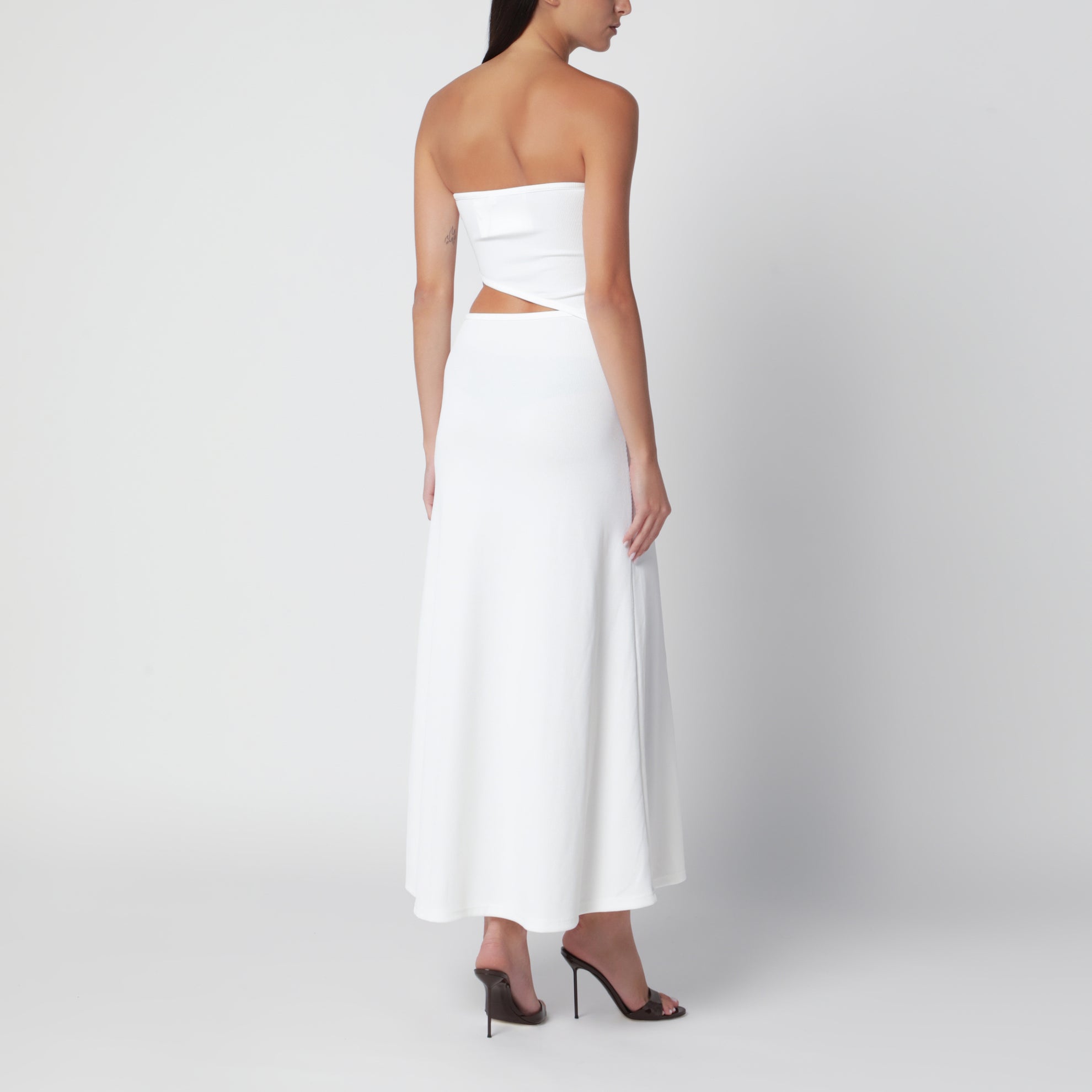 Trägerloses weißes Kleid aus Polyester