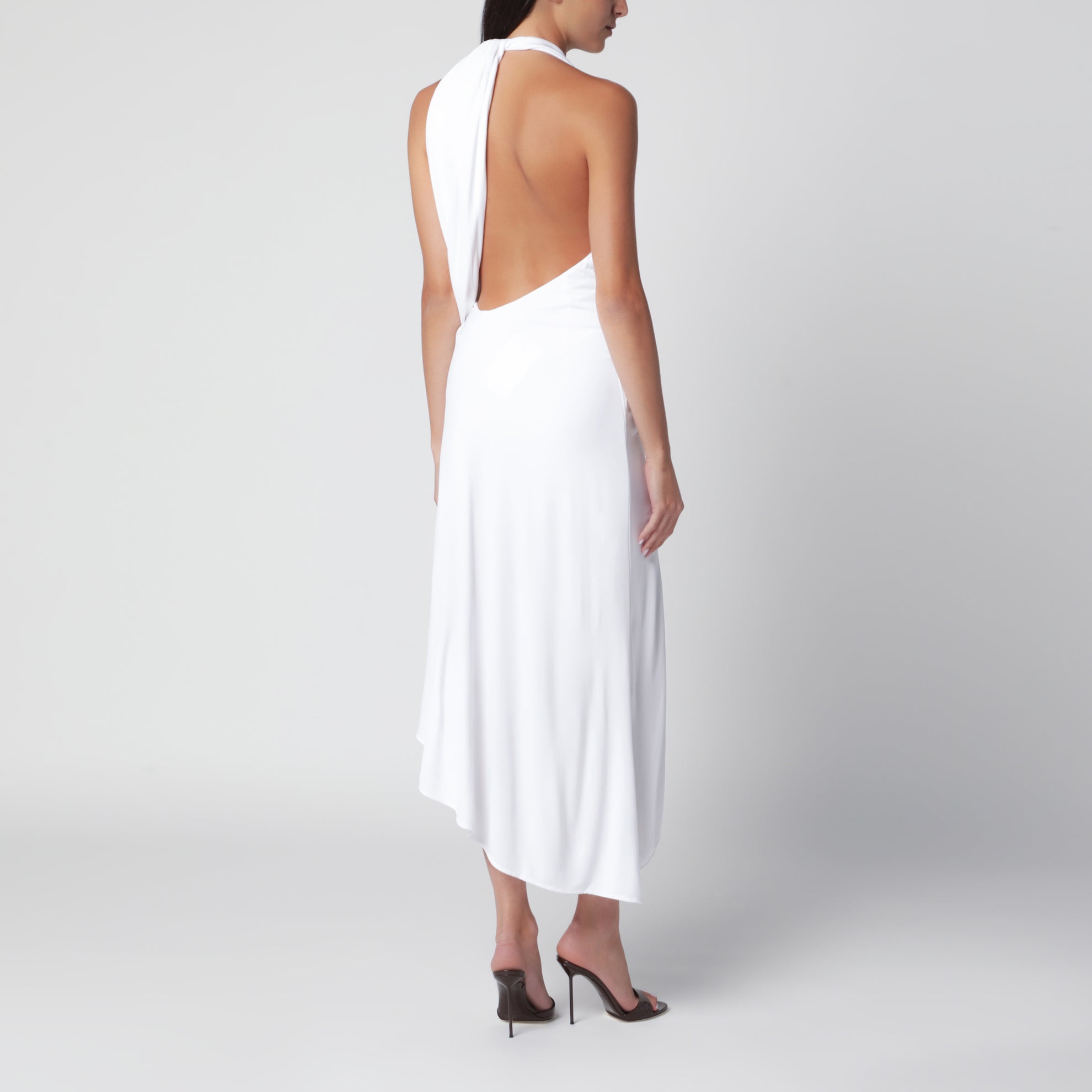 Robe midi Spire Cascade blanche en viscose