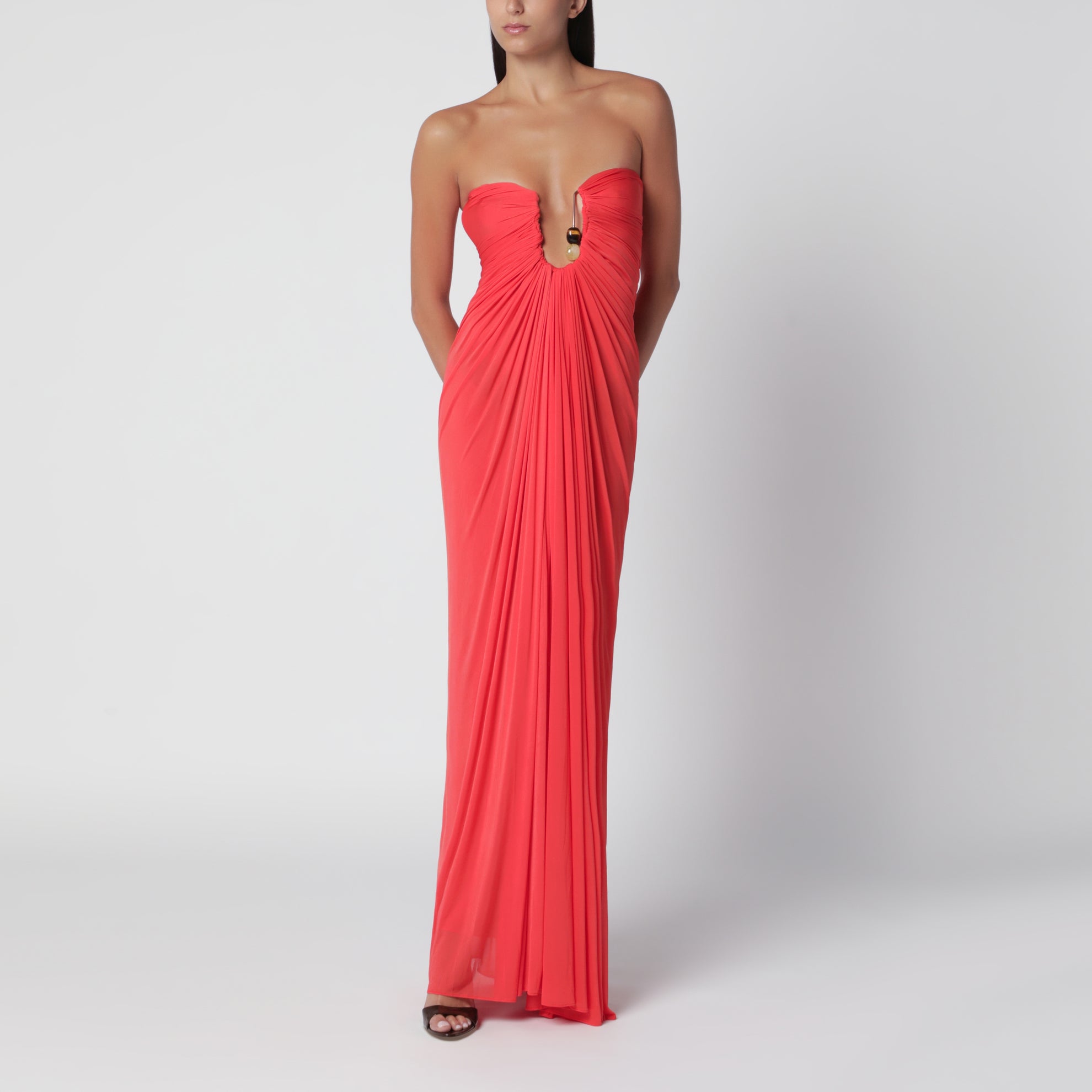 Robe longue corail en jersey