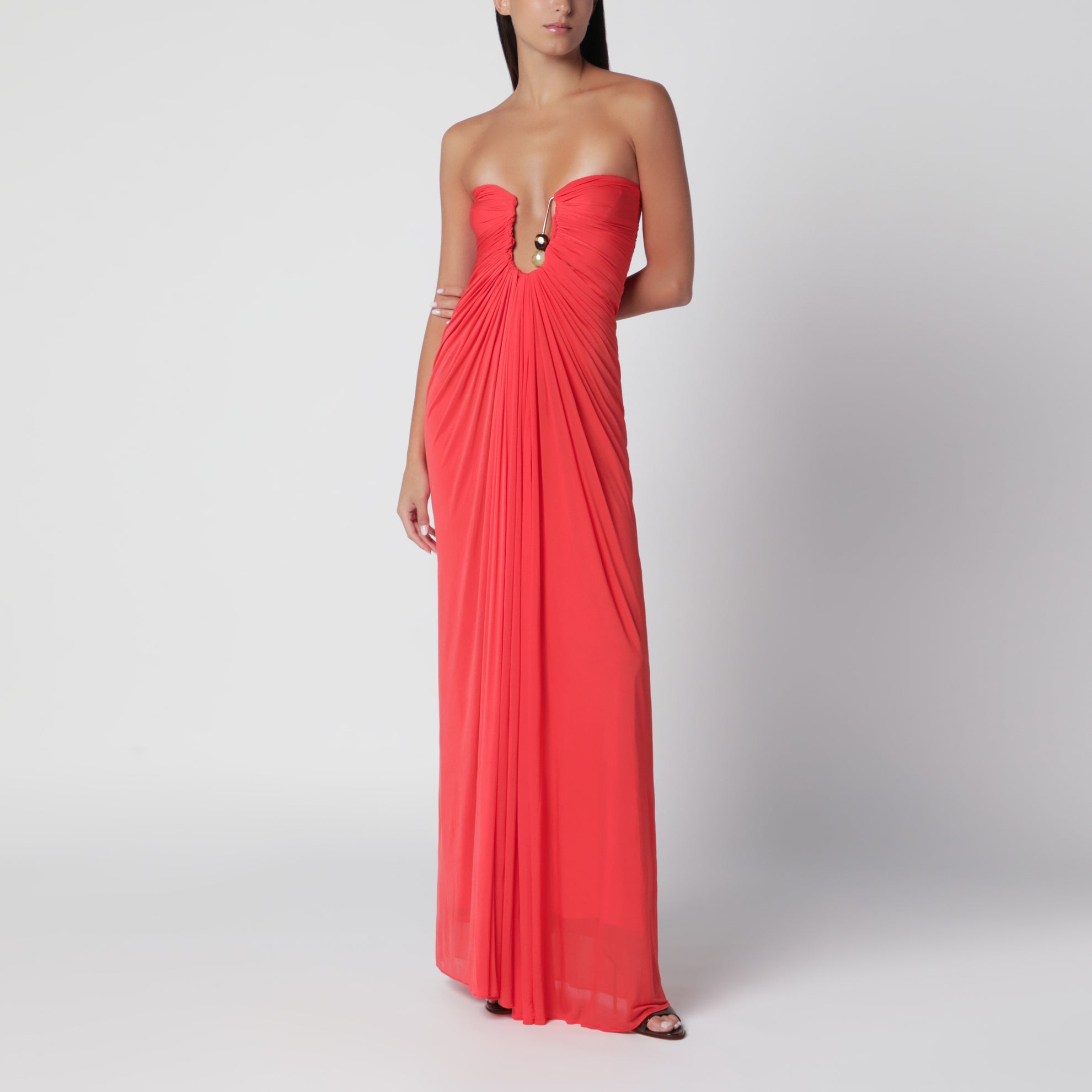 Robe longue corail en jersey