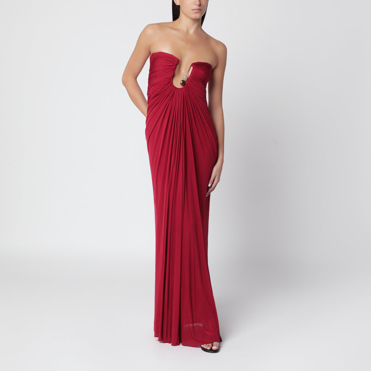 Langes Kleid in Wine aus Jersey