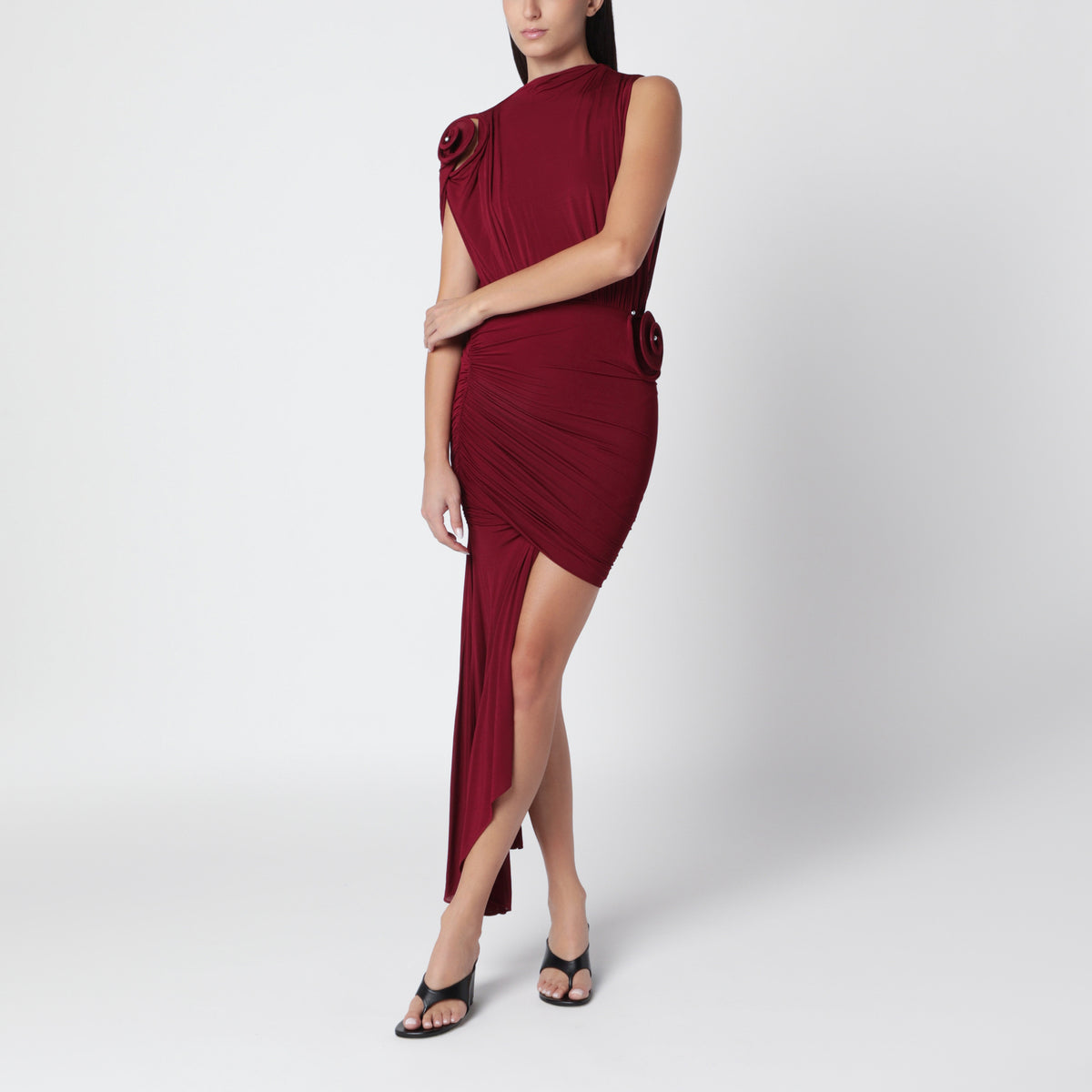 Robe courte Aurelia en viscose couleur bordeaux