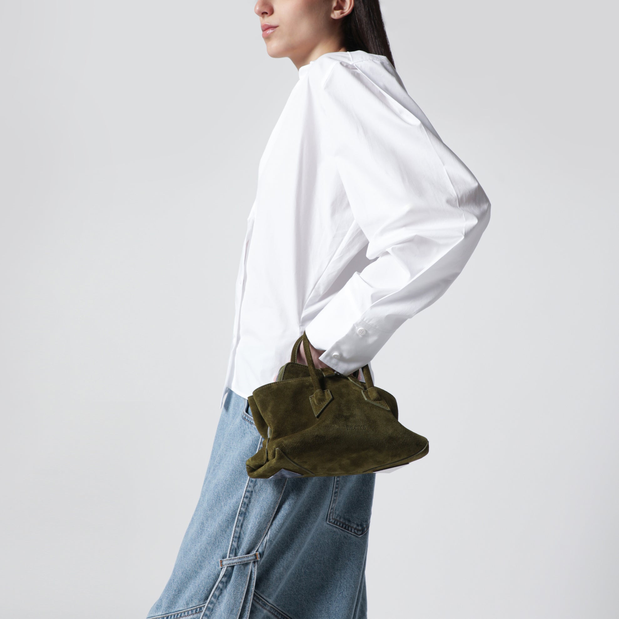 Borsa La Passeggiata Mini verde kaki in suede
