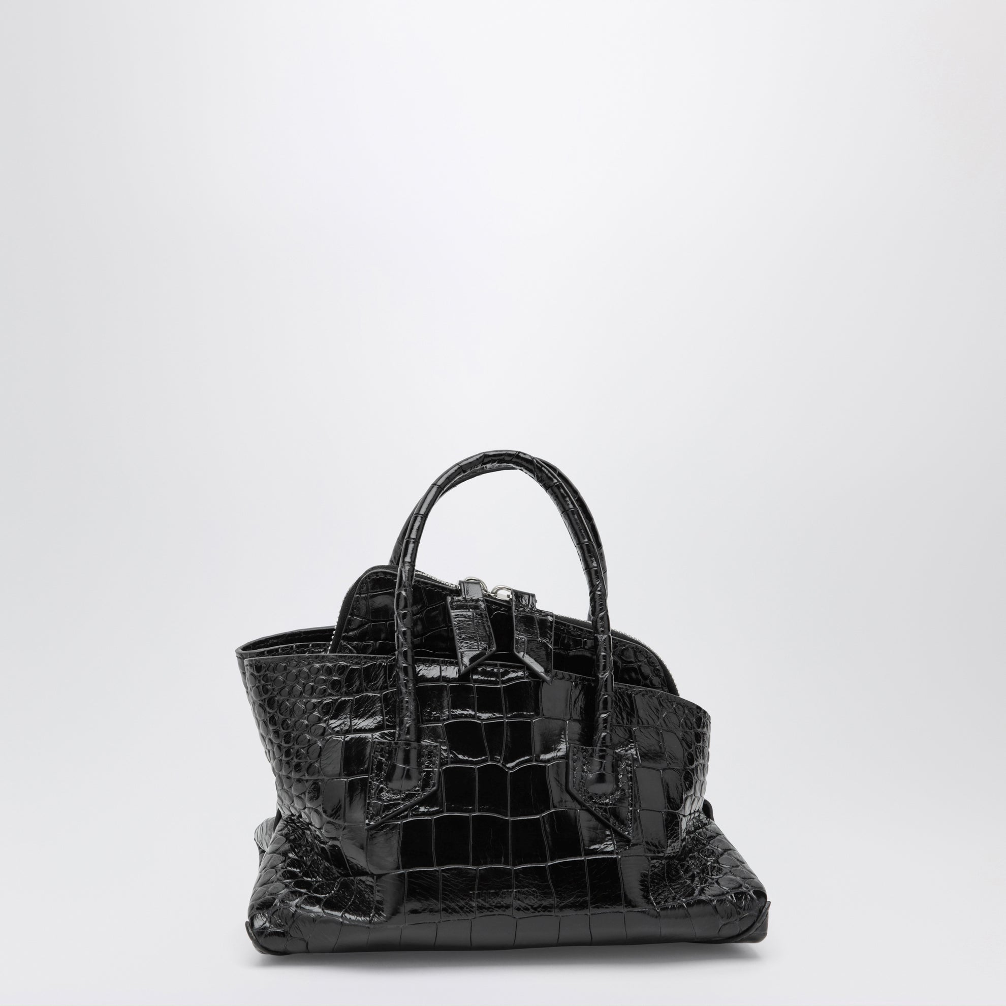 La Passeggiata Mini Tasche in Schwarz aus Leder mit Krokoprägung