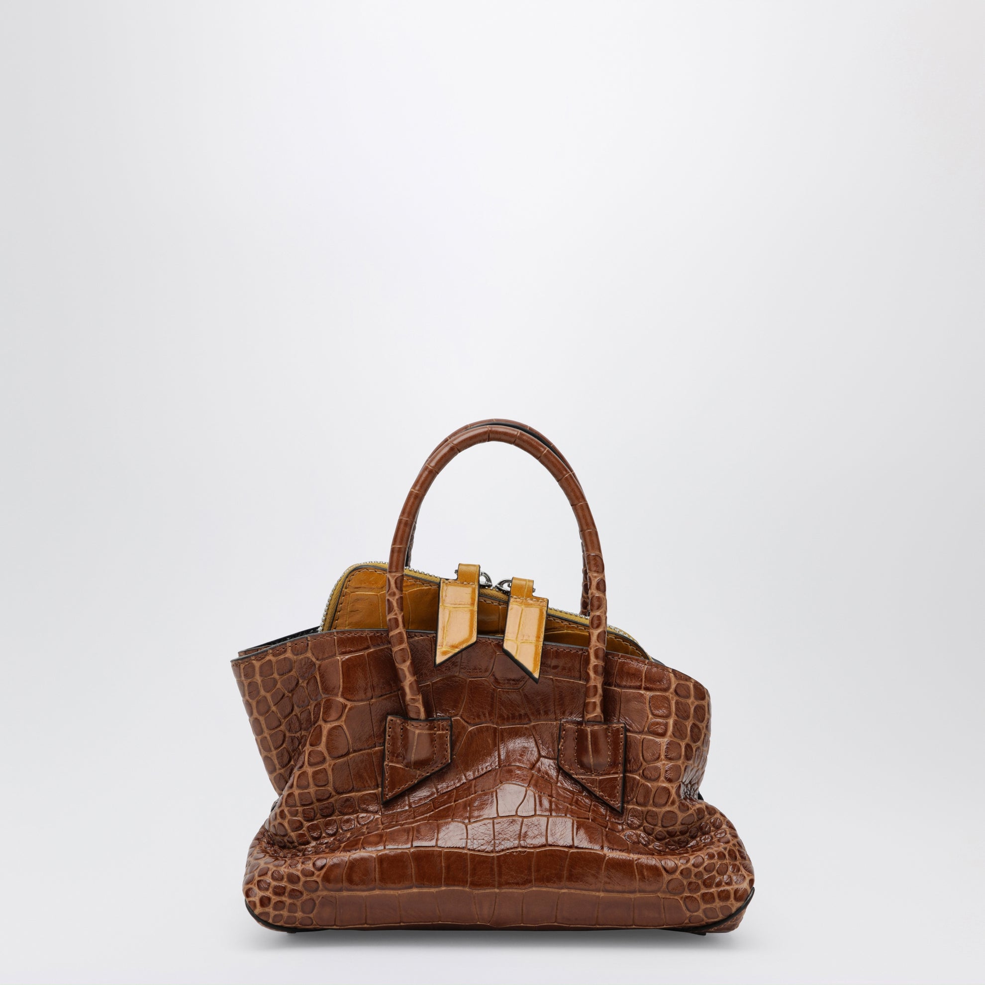 La Passeggiata Mini shaded brown crocodile-print leather bag