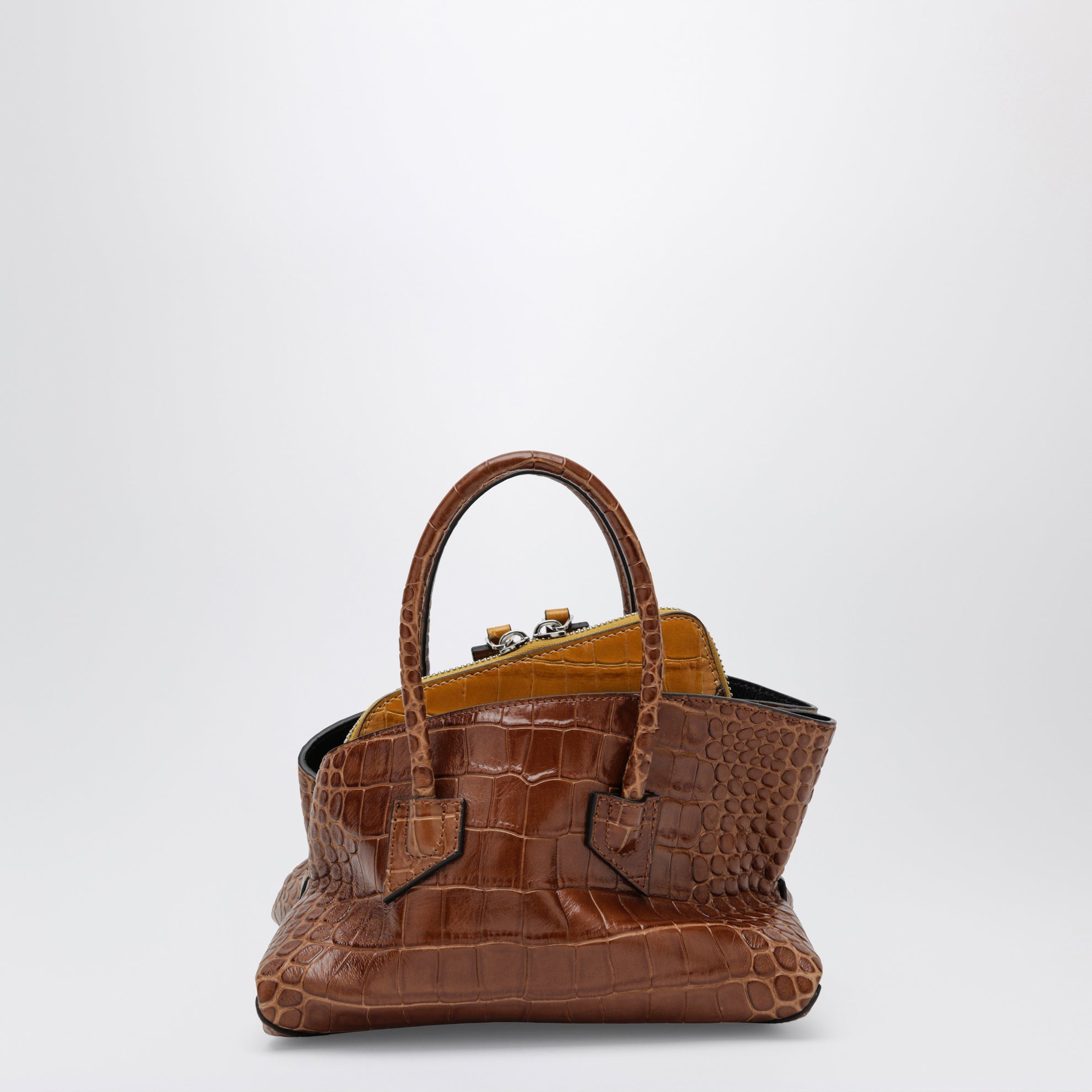 La Passeggiata Mini shaded brown crocodile-print leather bag
