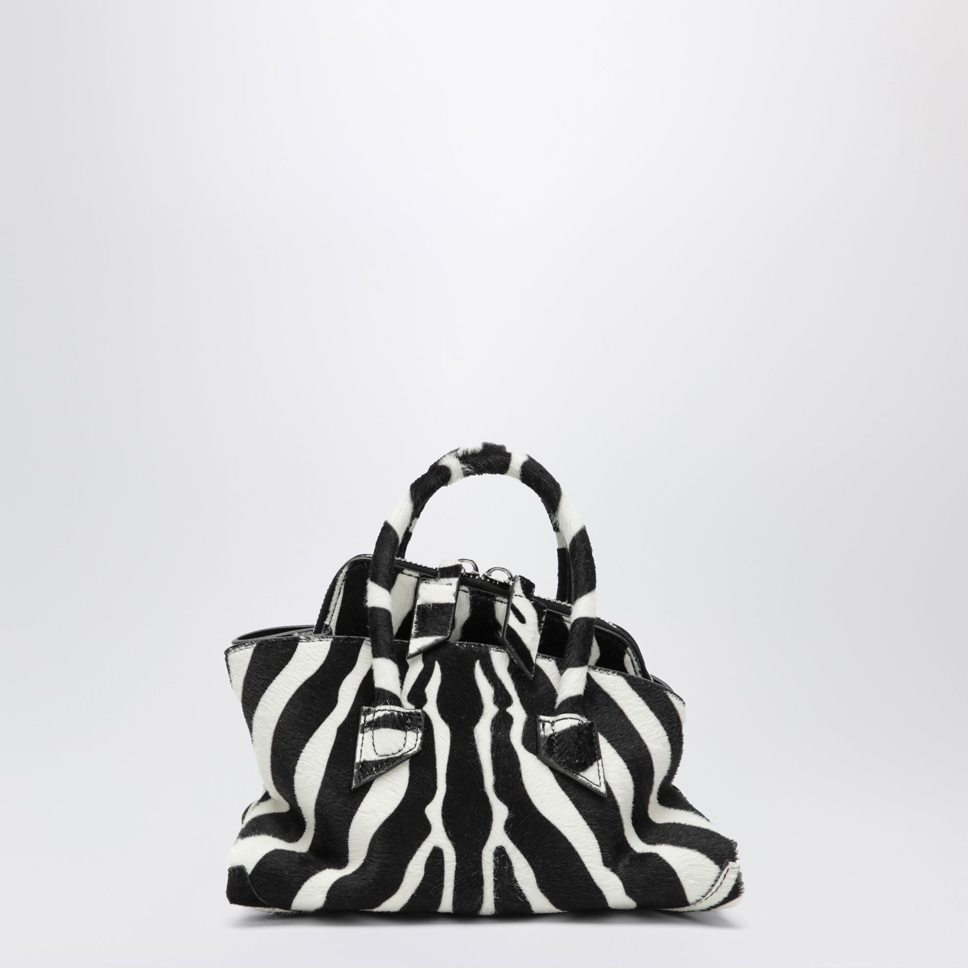 Borsa La Passeggiata Mini in cavallino bianco e nero