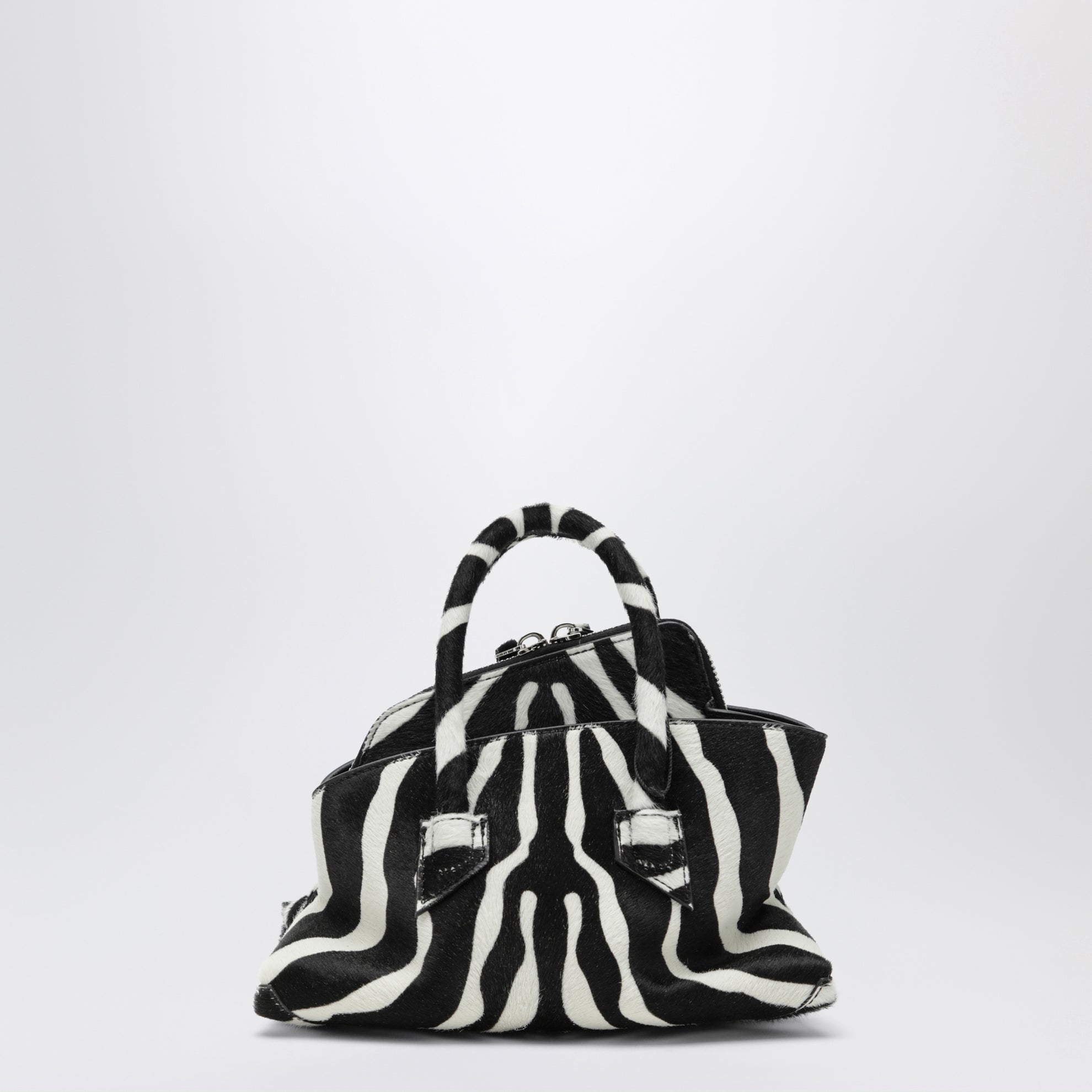 Borsa La Passeggiata Mini in cavallino bianco e nero