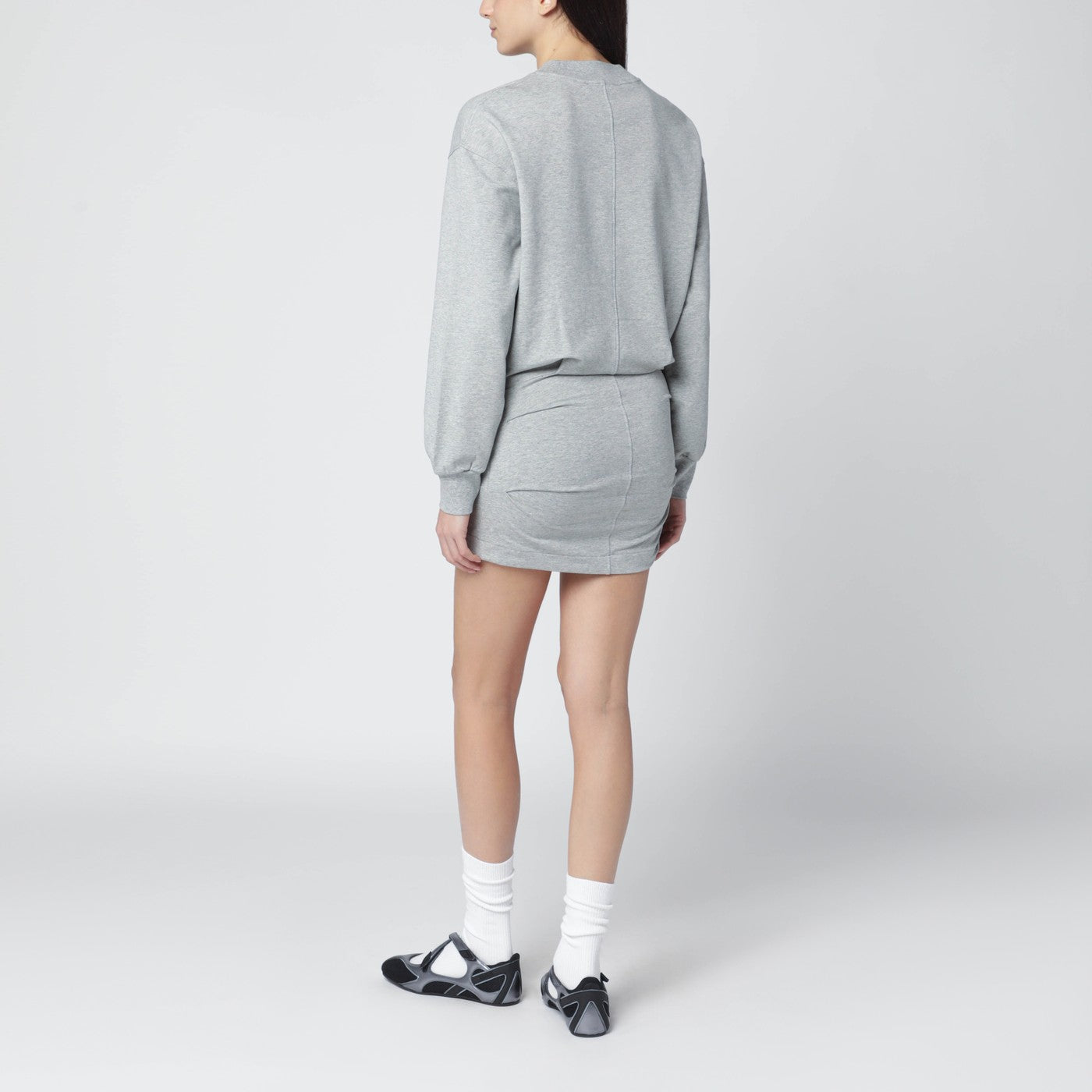 Grey mélange mini dress in cotton blend