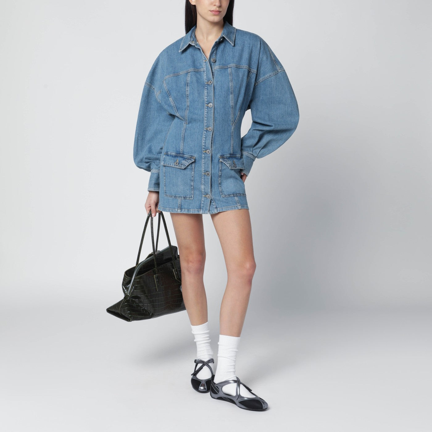 oversized denim mini dress Presley Jane Denim Dress