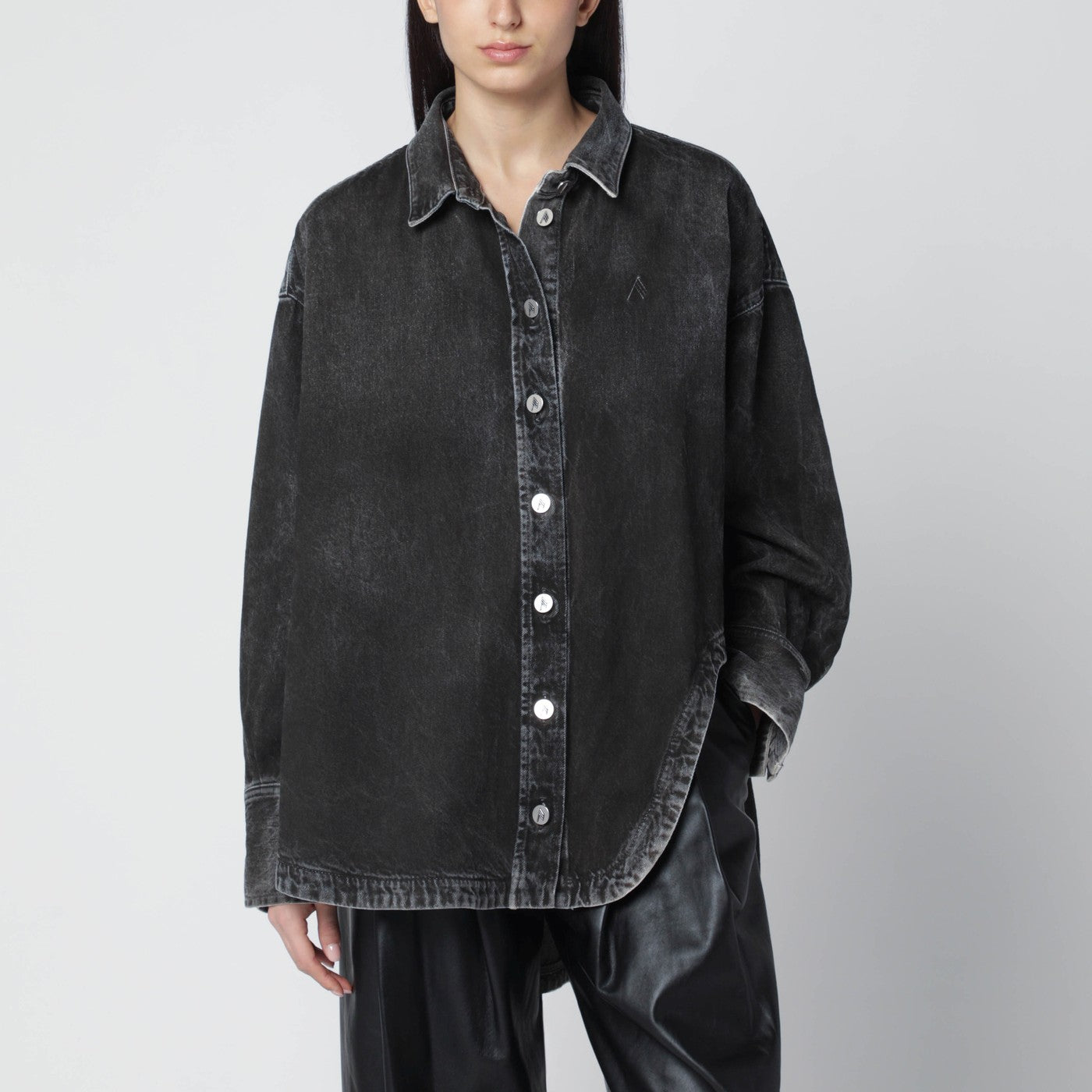 The Attico Black washed denim shirt | TheDoubleF