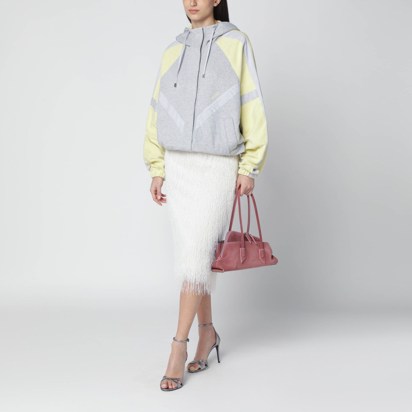 Grey/light yellow bomber sweatshirt