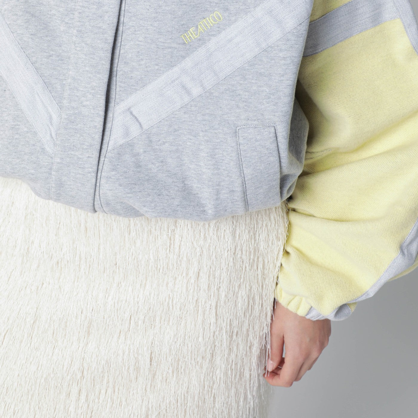 Grey/light yellow bomber sweatshirt