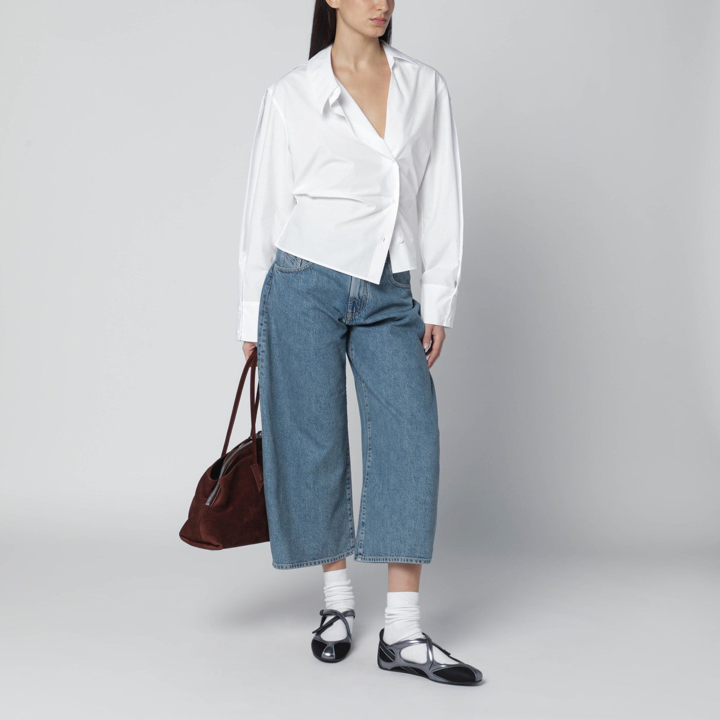 White asymmetric cotton shirt