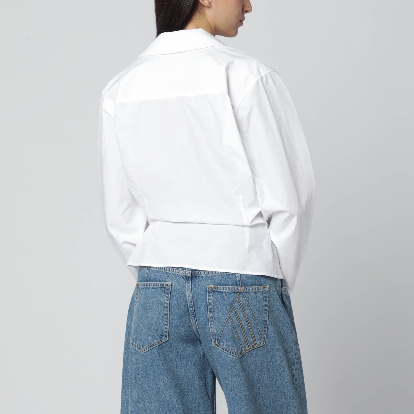 White asymmetric cotton shirt