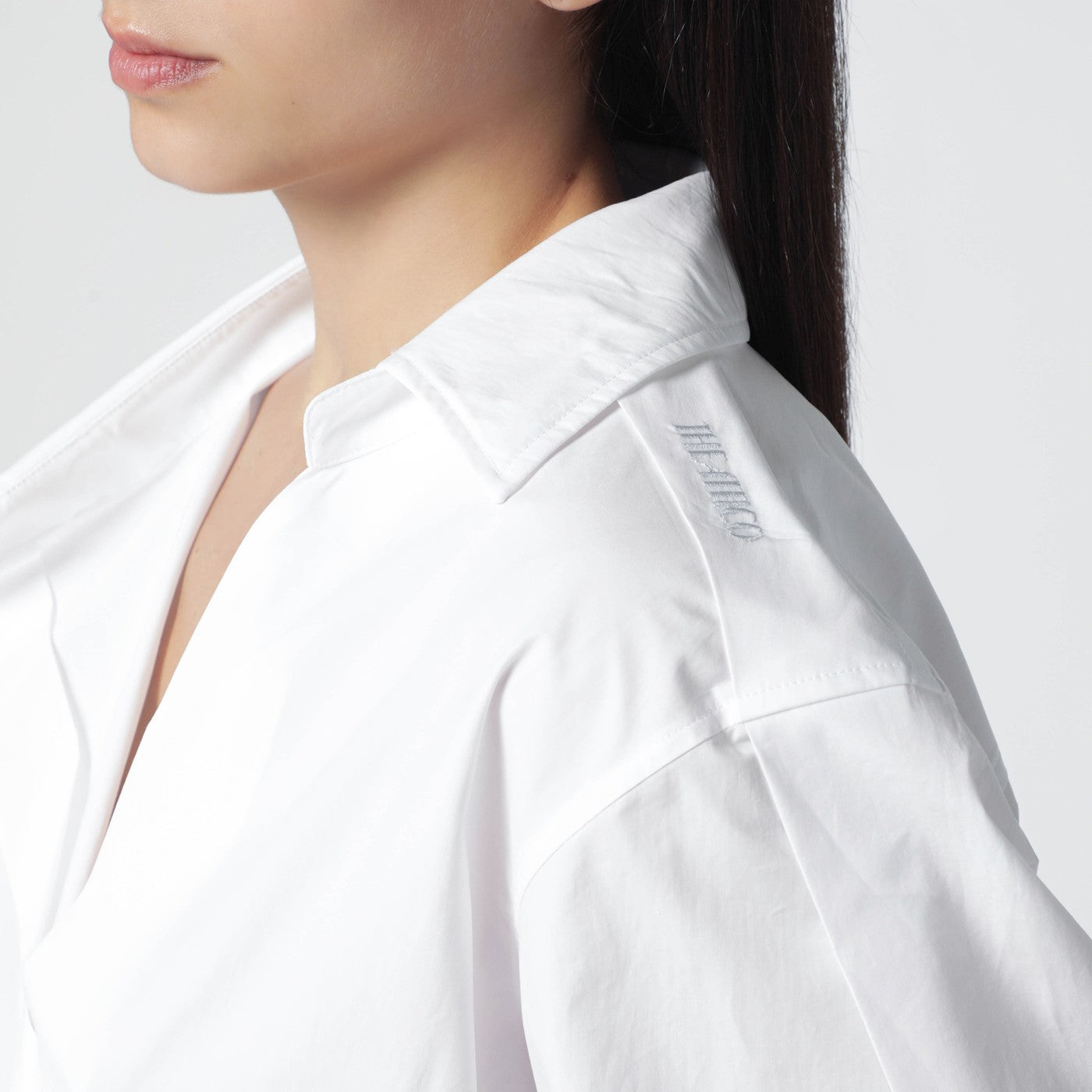 White asymmetric cotton shirt