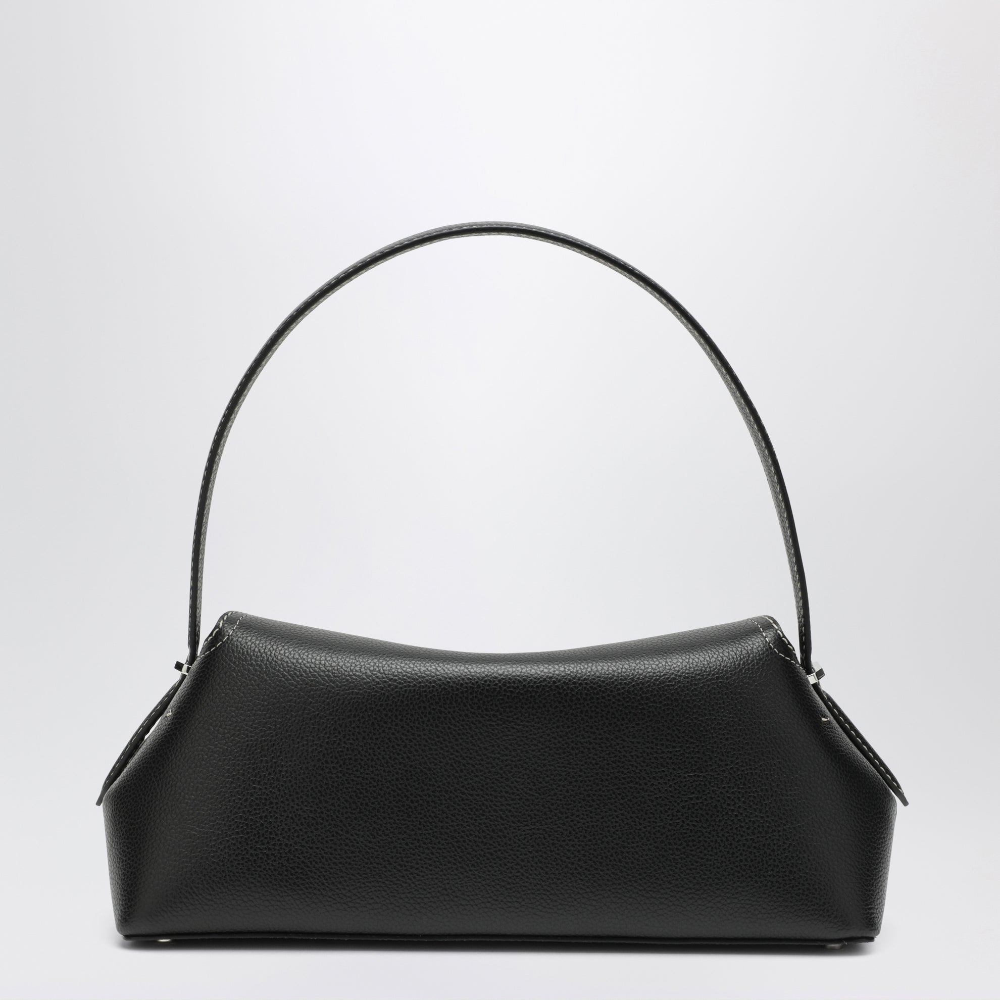 T-lock bag in black grained leather