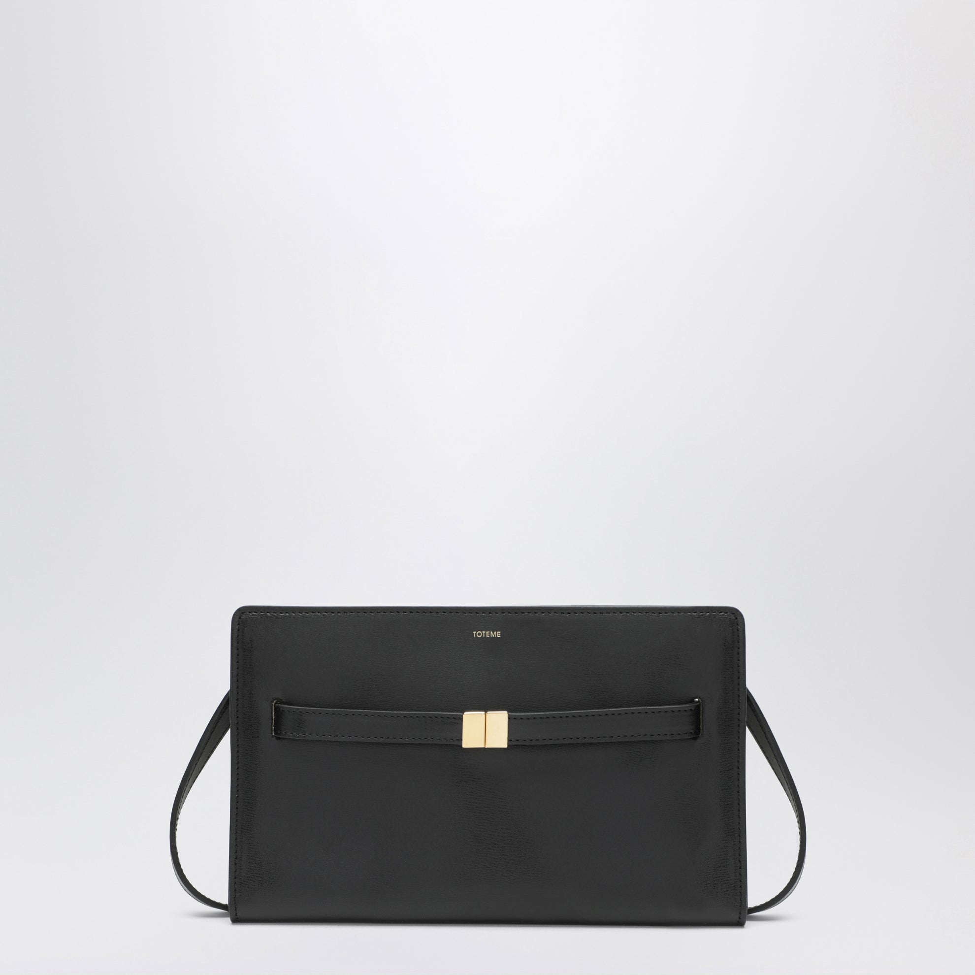 Borsa a tracolla con cintura in pelle palmellata nera