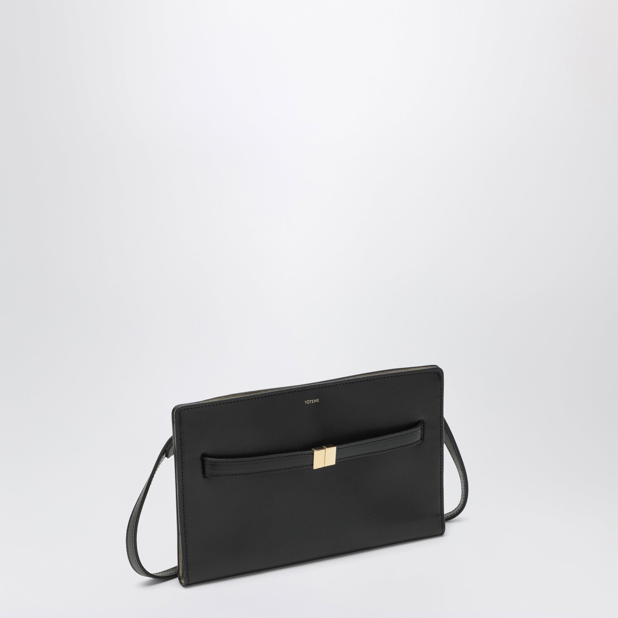 Borsa a tracolla con cintura in pelle palmellata nera