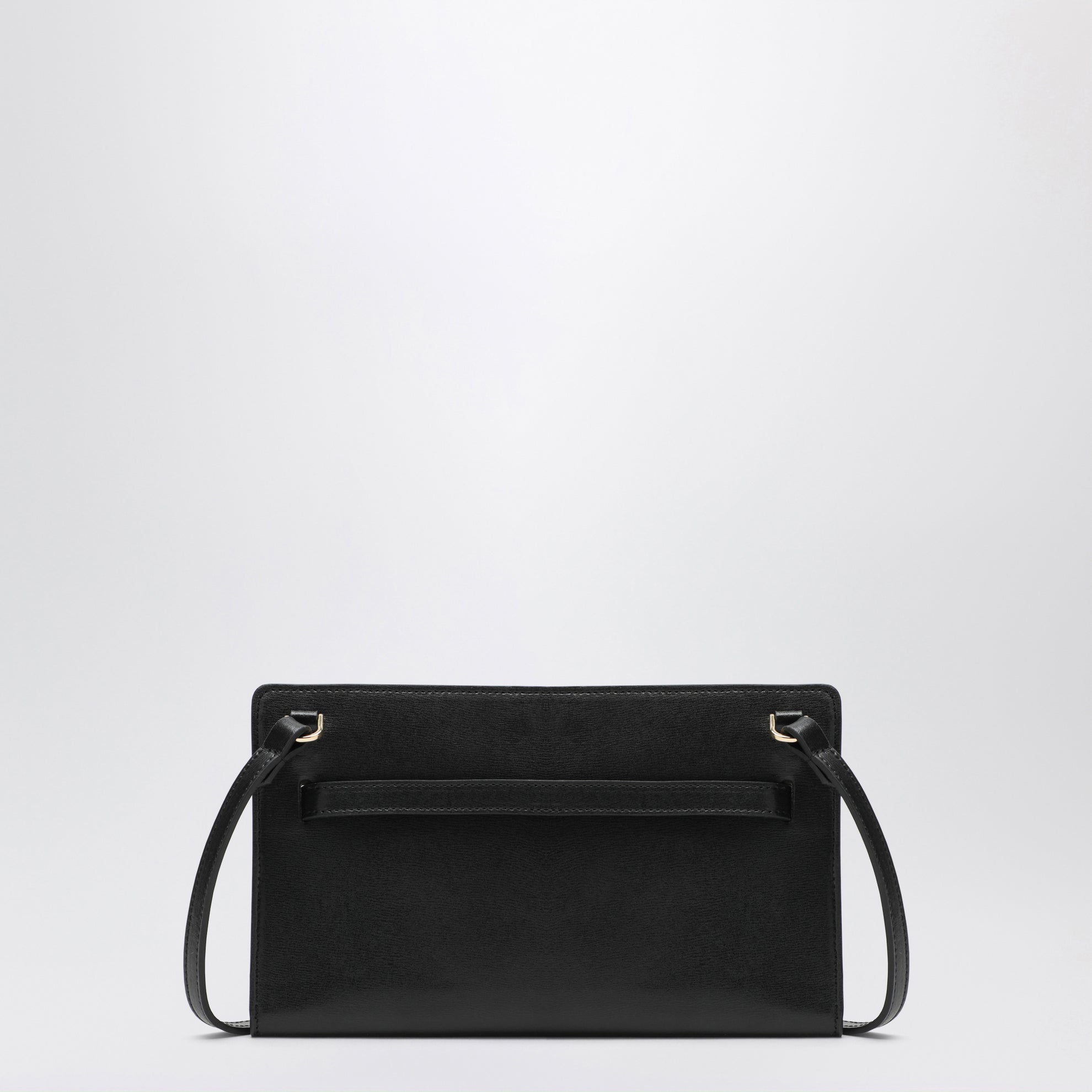 Borsa a tracolla con cintura in pelle palmellata nera