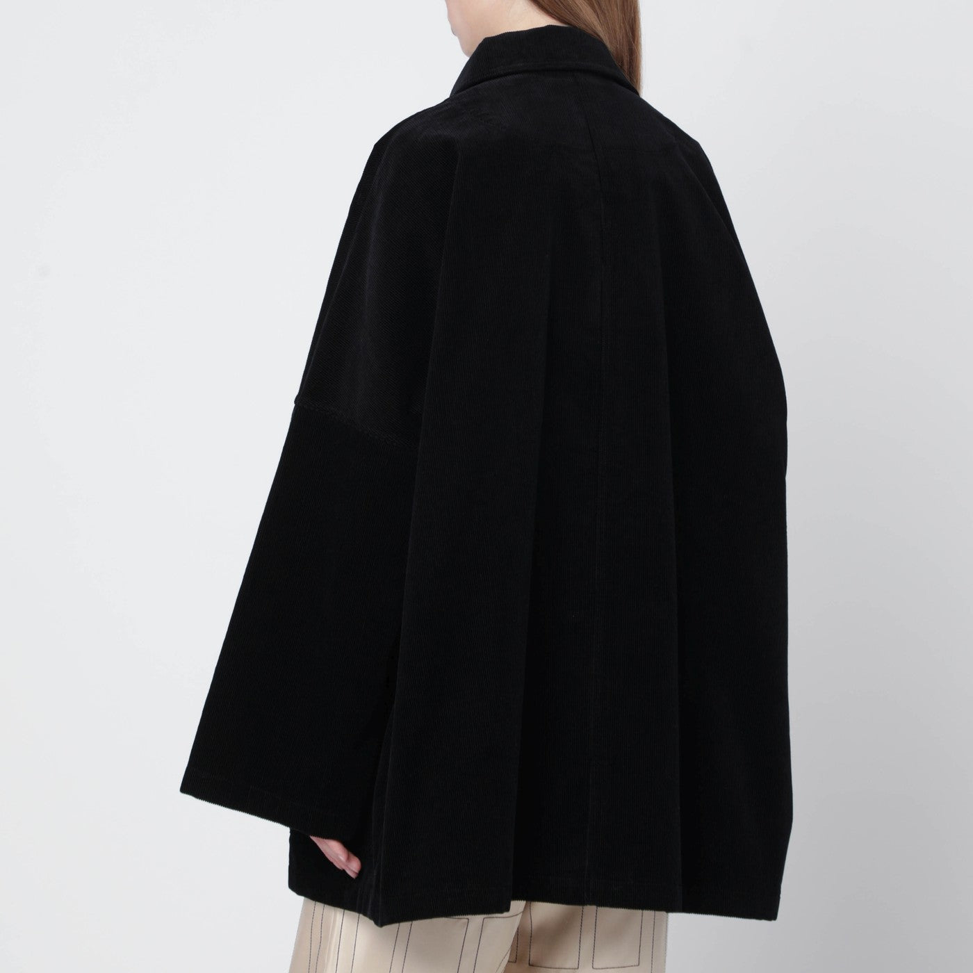 Schwarze Cord-Overshirt-Jacke