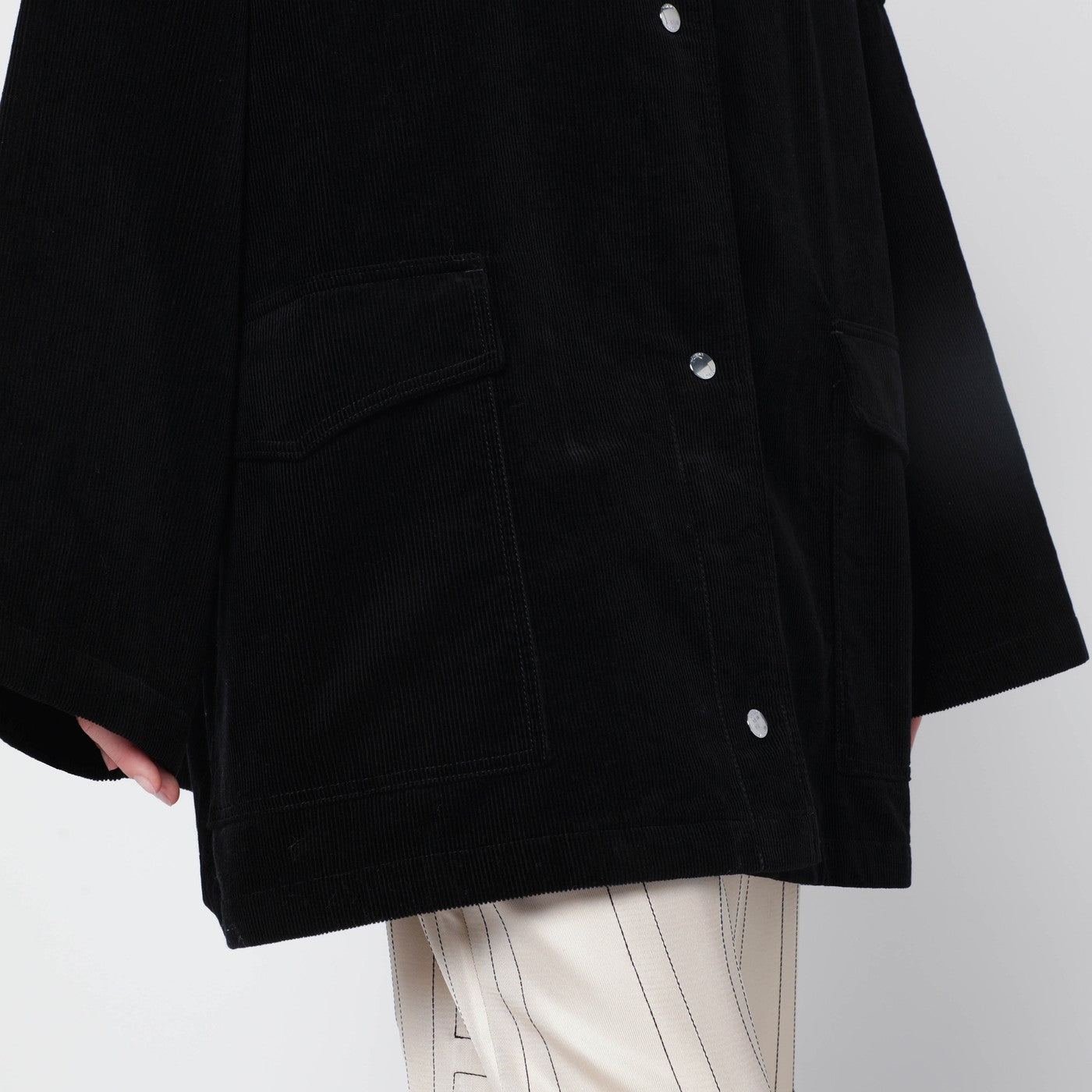 Schwarze Cord-Overshirt-Jacke
