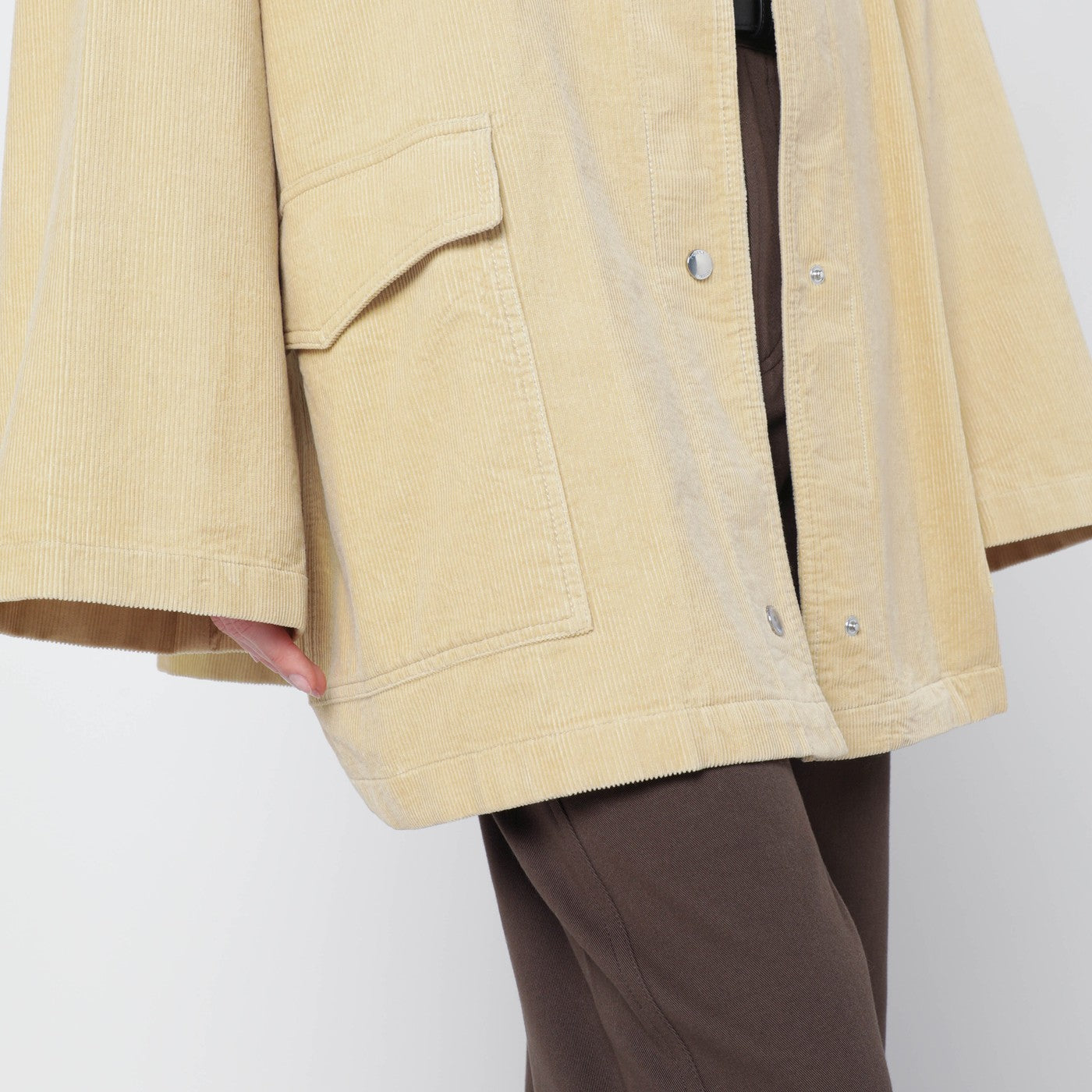 Veste overshirt beige en velours côtelé