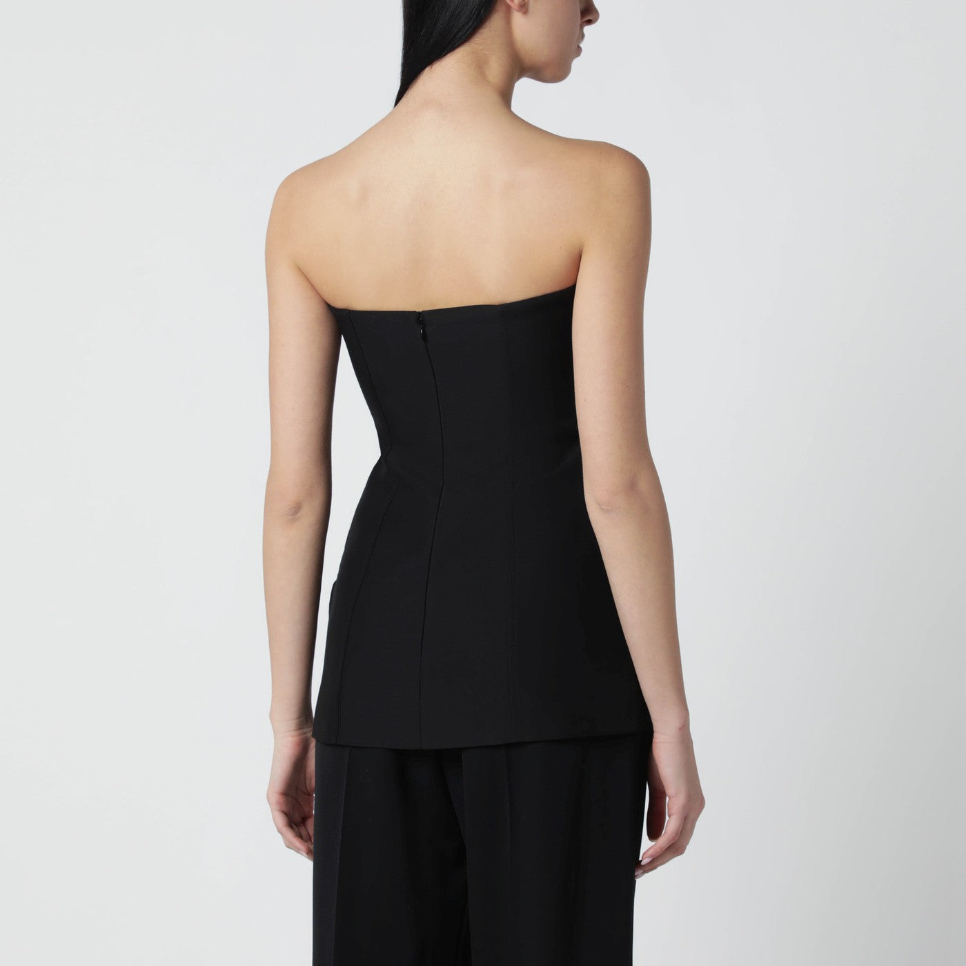 Top sans manches noir en laine et soie
