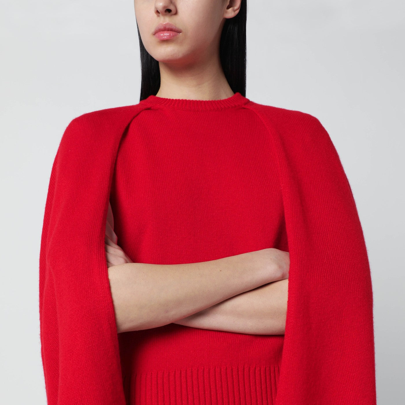 Pull cape rouge en cachemire