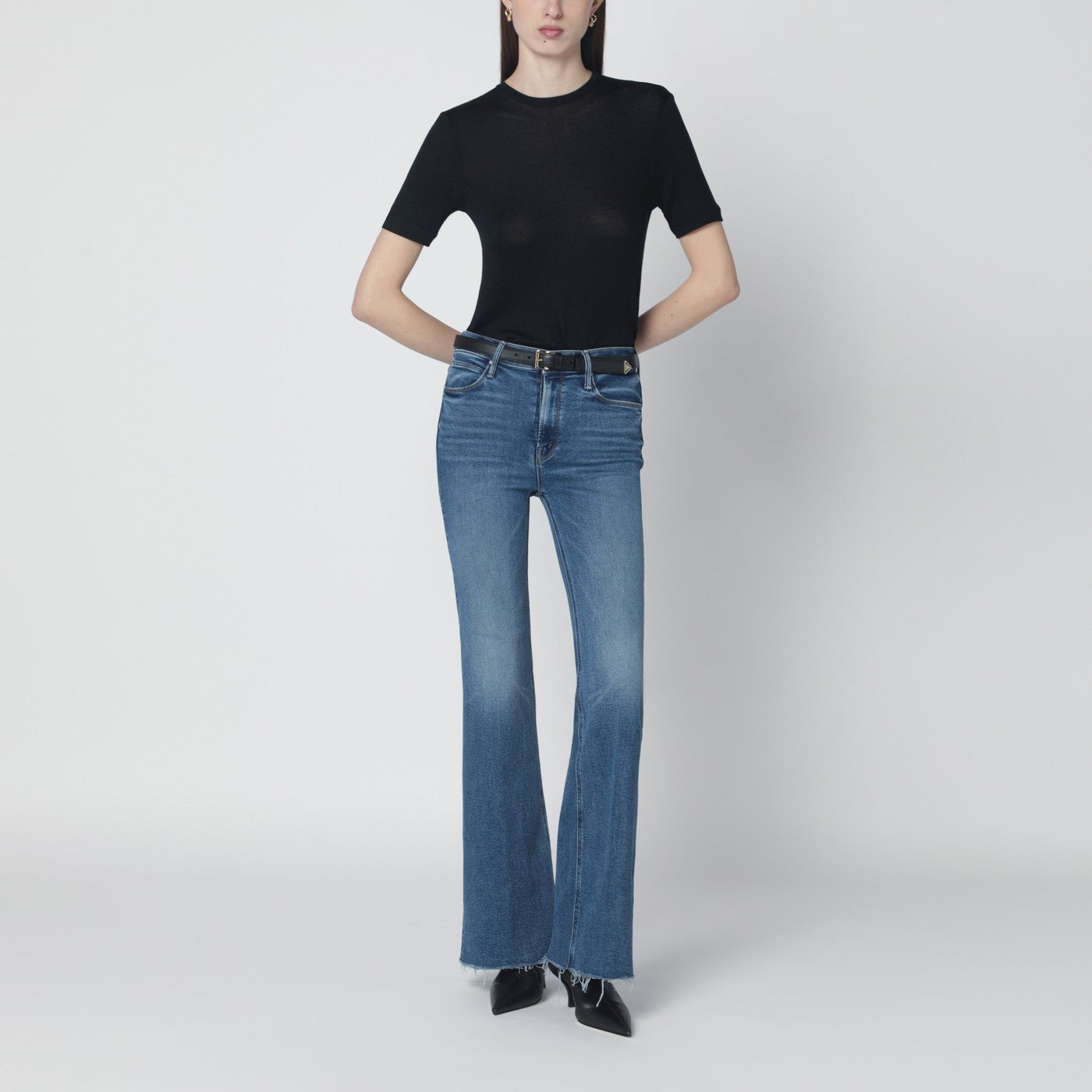 Black viscose jersey T-shirt