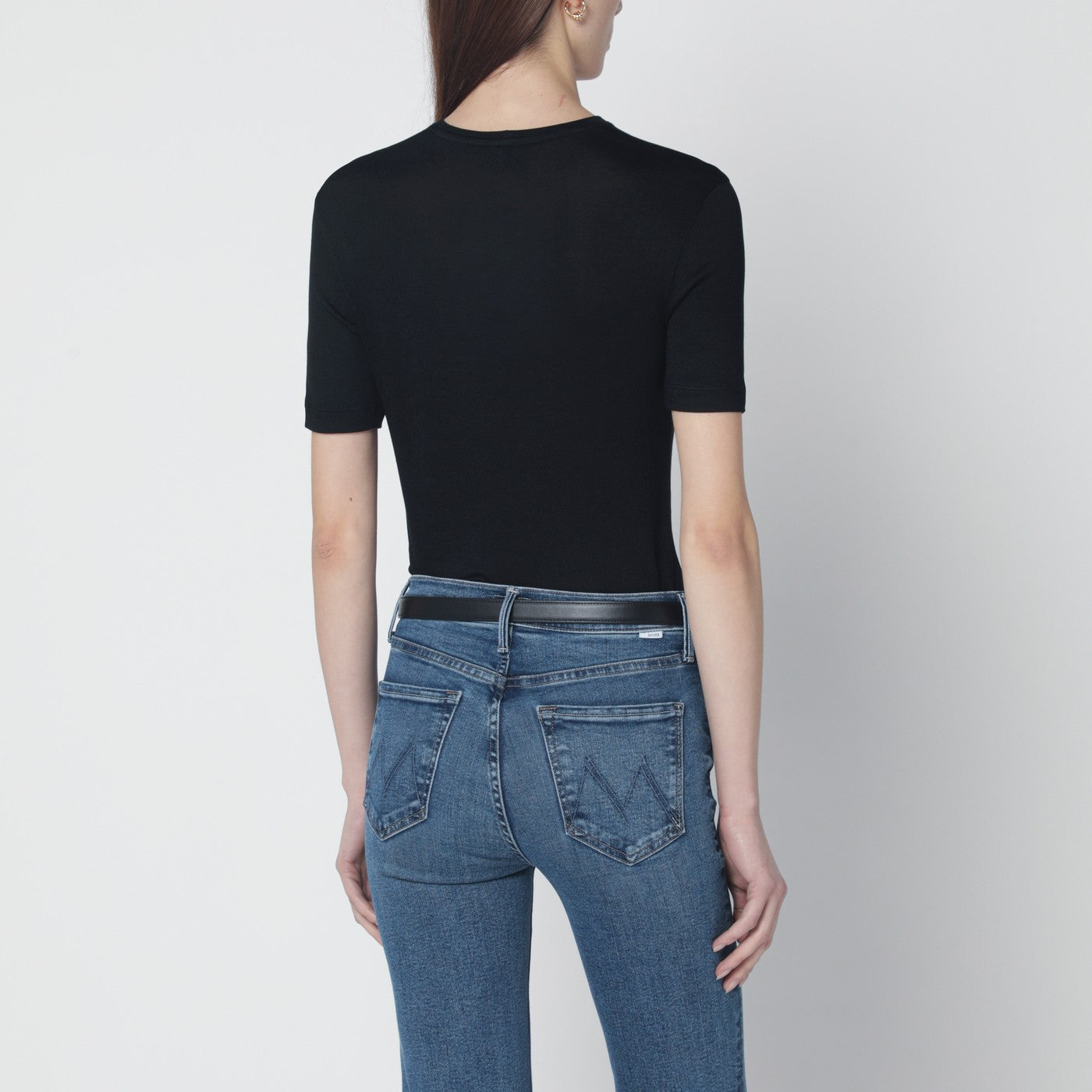 Black viscose jersey T-shirt