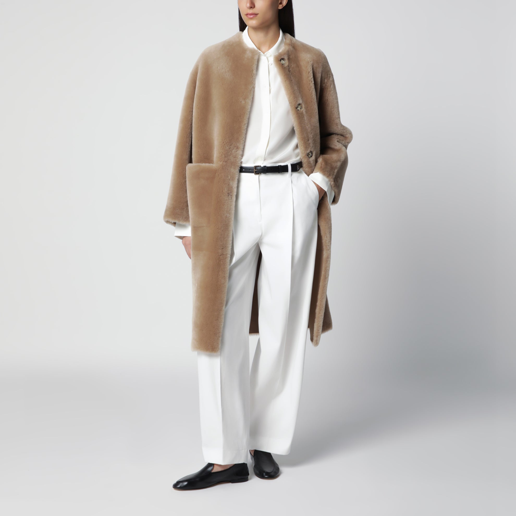 Hazelnut reversible shearling coat