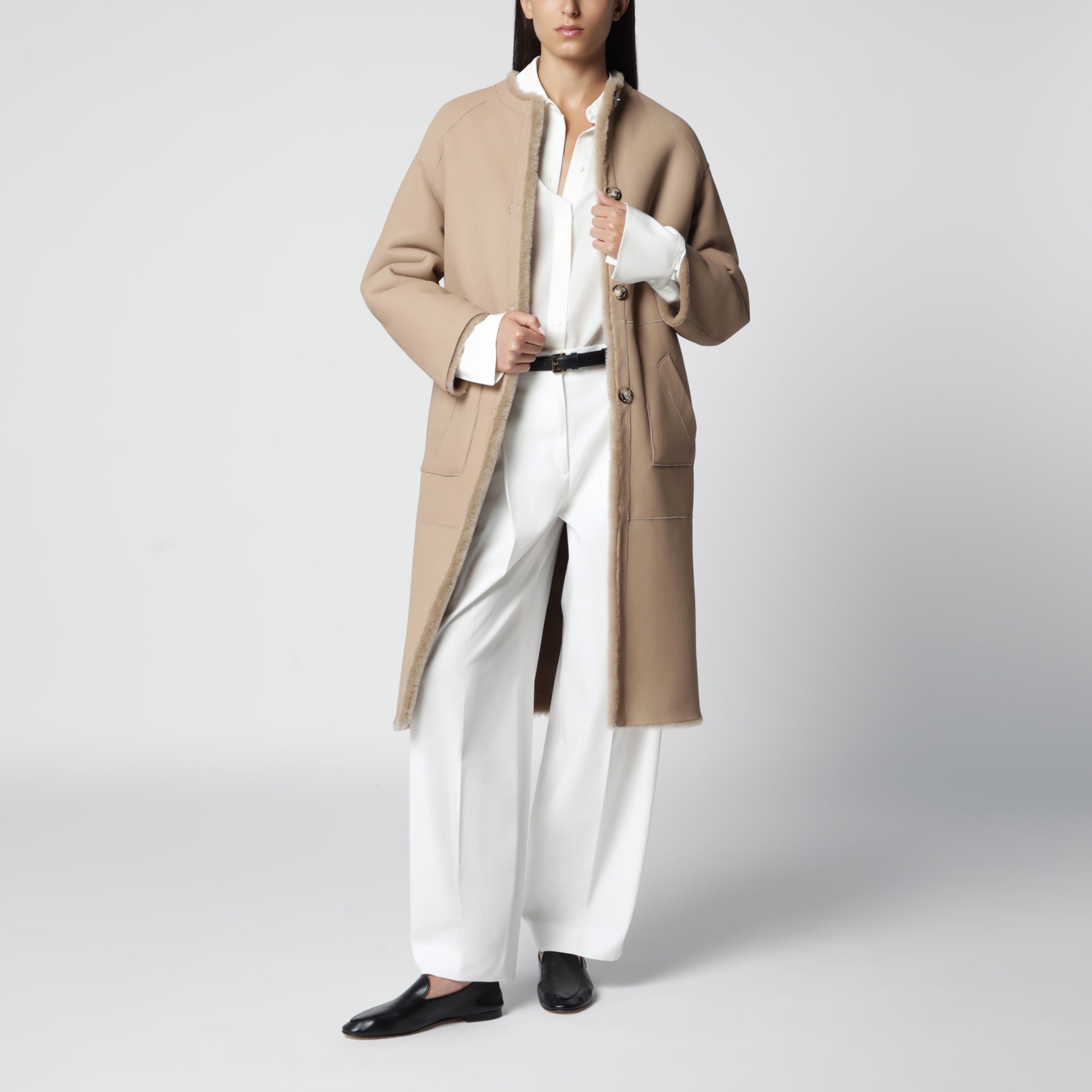 Hazelnut reversible shearling coat