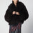 Short chocolate brown fur jacket