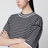 Black/white striped cotton-blend sweater