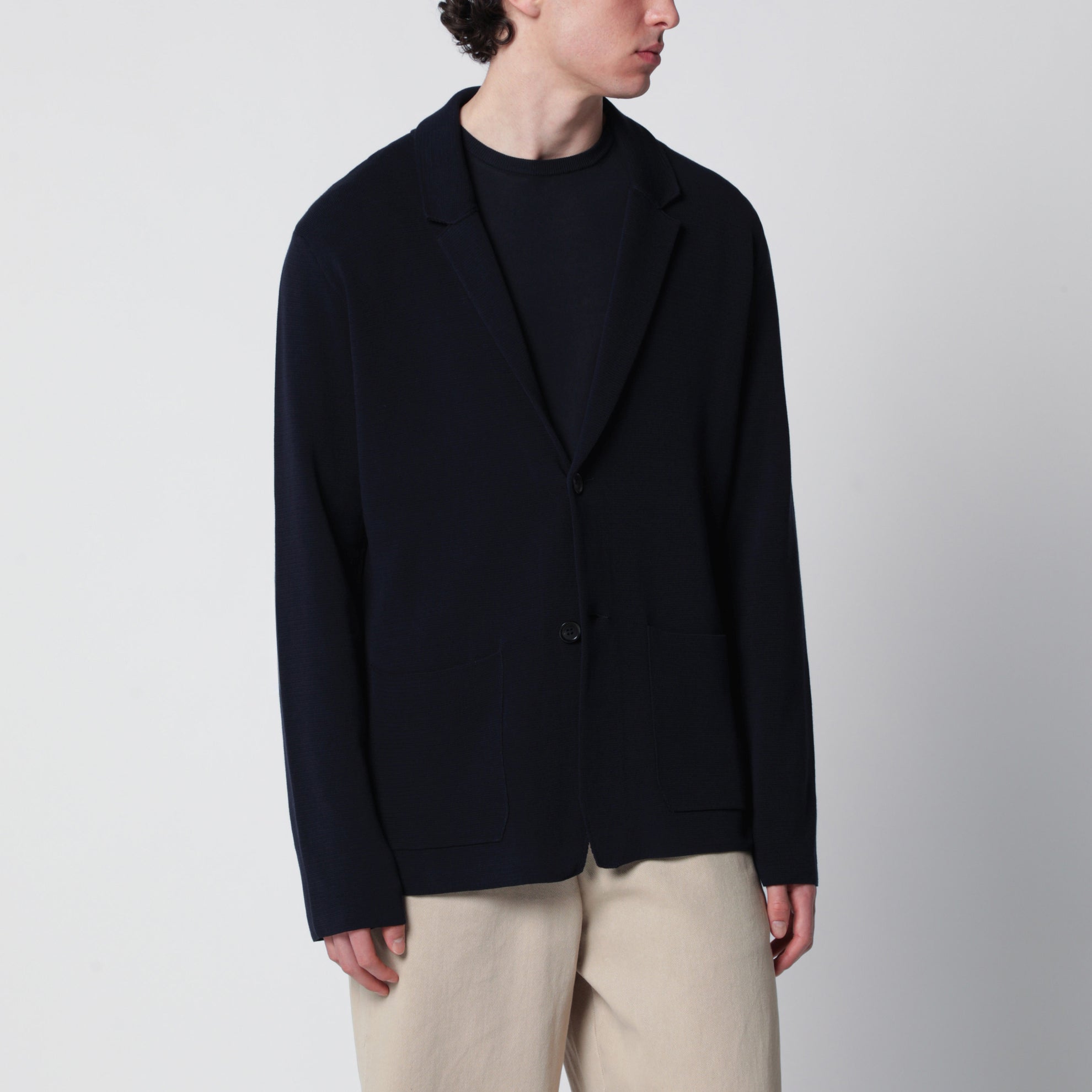 Veste cardigan bleu marine en coton