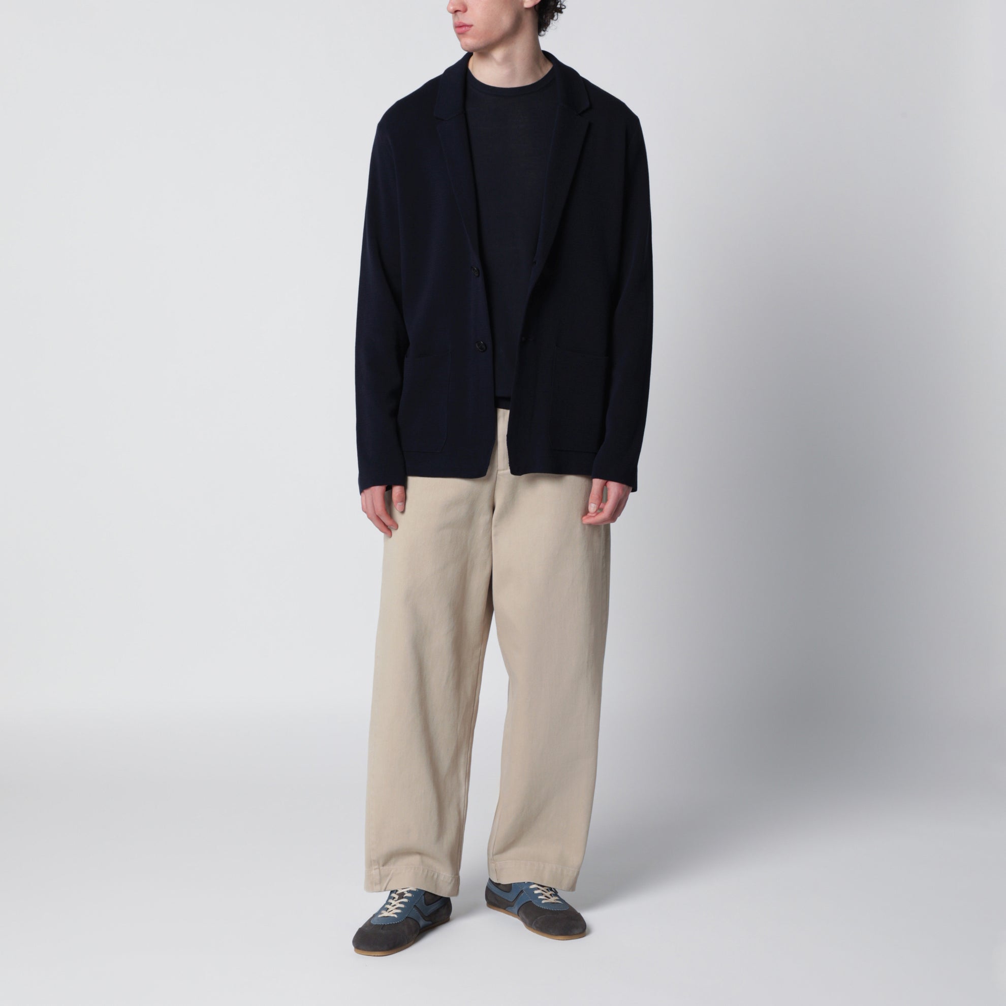Veste cardigan bleu marine en coton