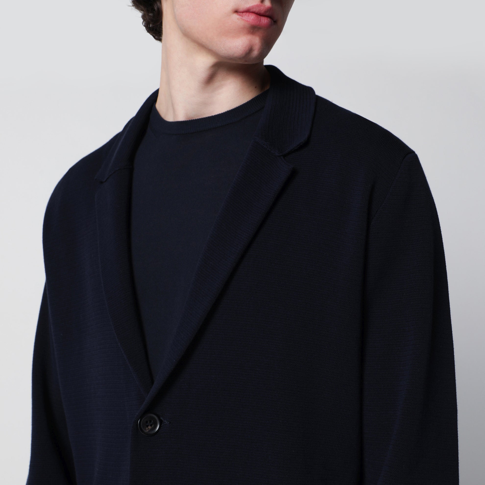 Veste cardigan bleu marine en coton