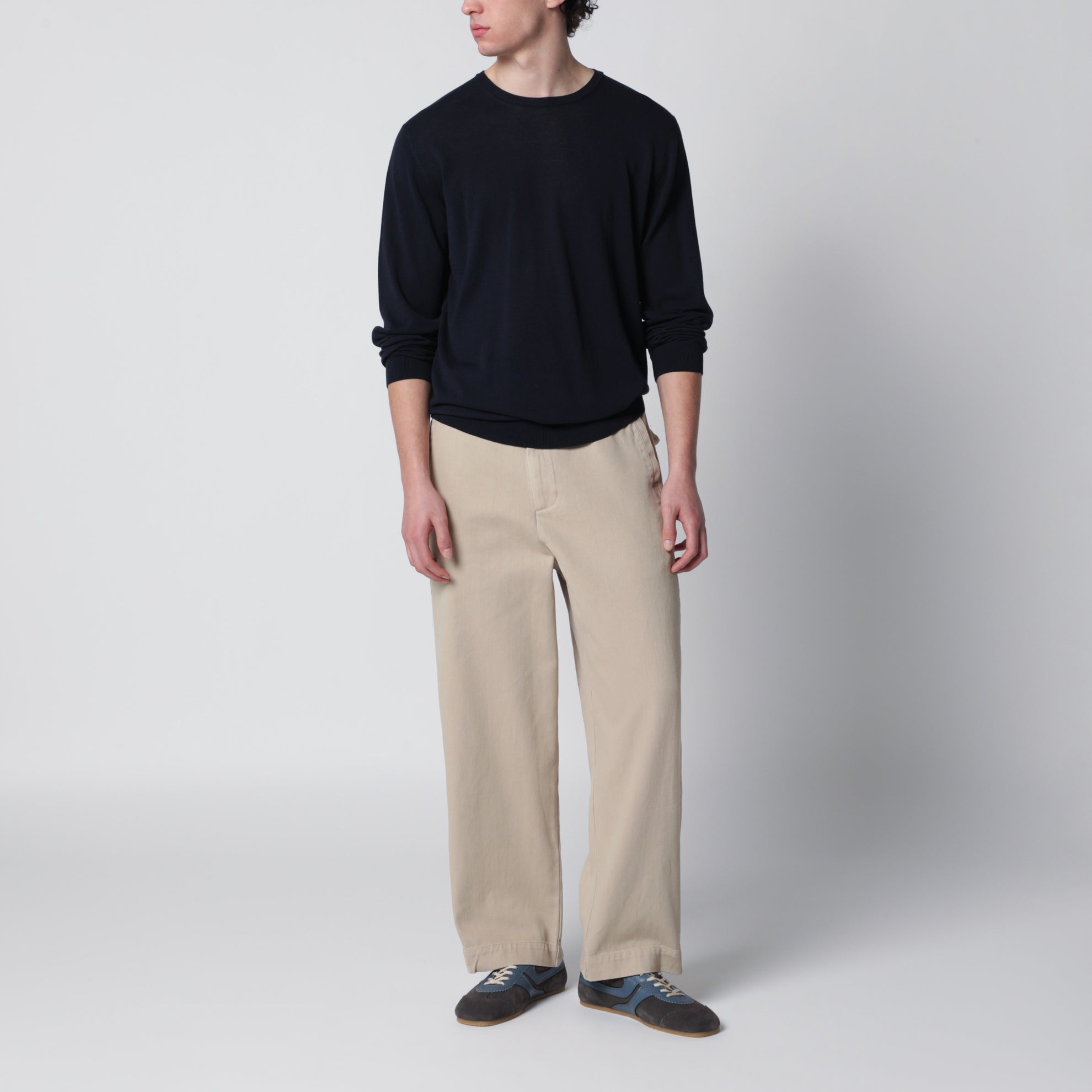 Navy blue cotton crewneck sweater