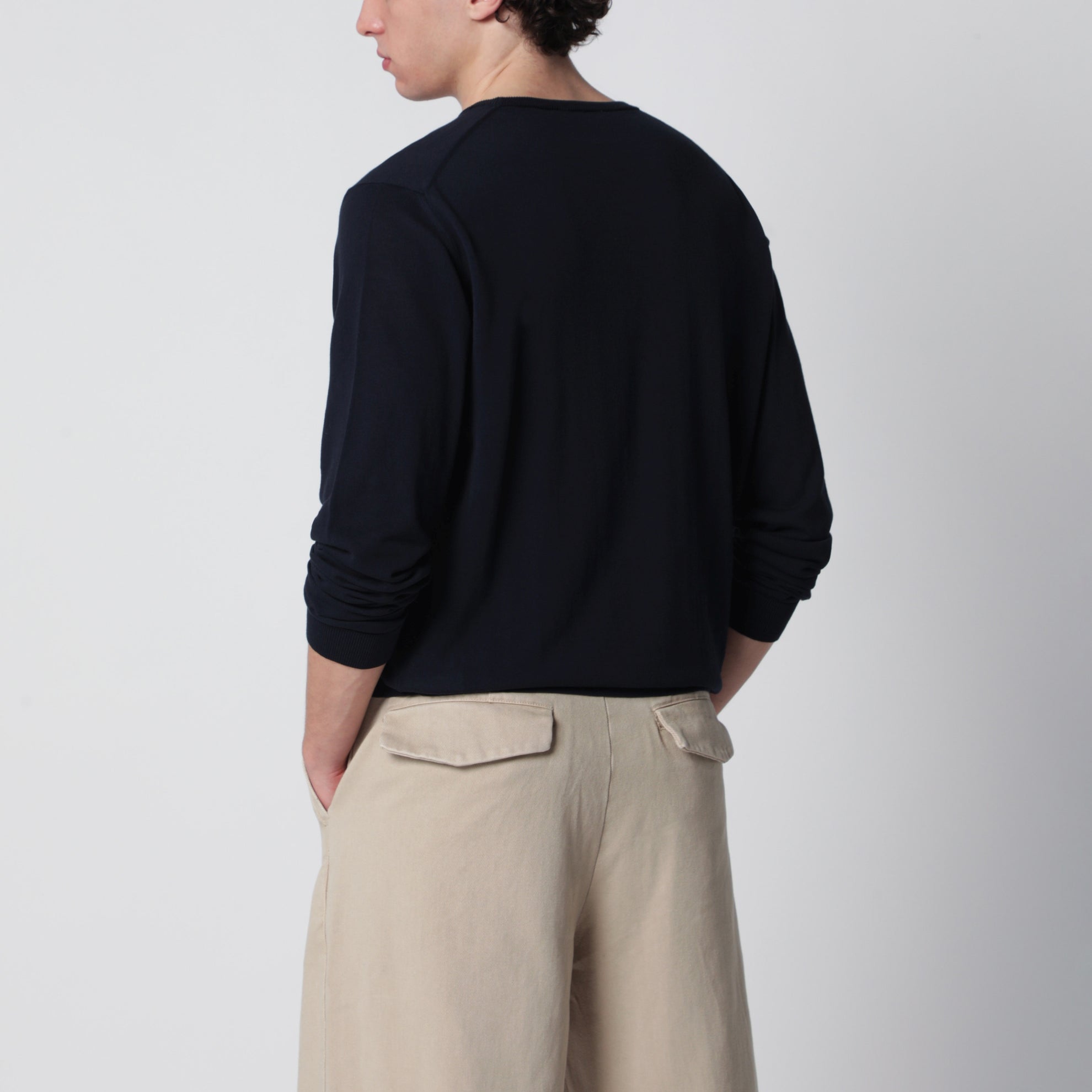 Navy blue cotton crewneck sweater